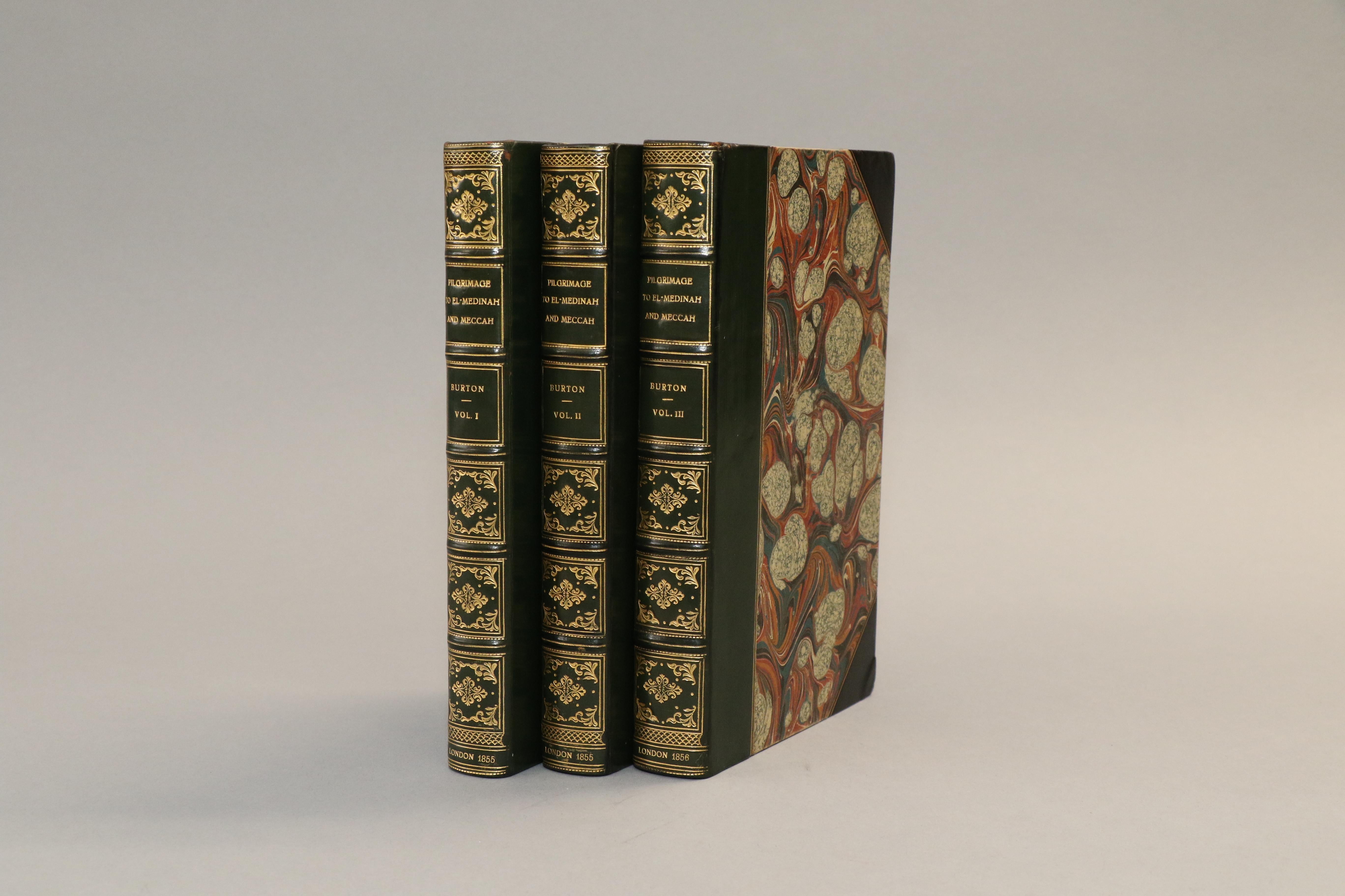 3 volumes. First edition! Rebound in 3/4 green calf with marbeled edges, raised bands, & gilt panels. Published in London by Longman, Brown, Green in 1855.