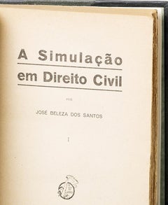 Books - Santos; Jose Beleza dos - Simulation in civil law