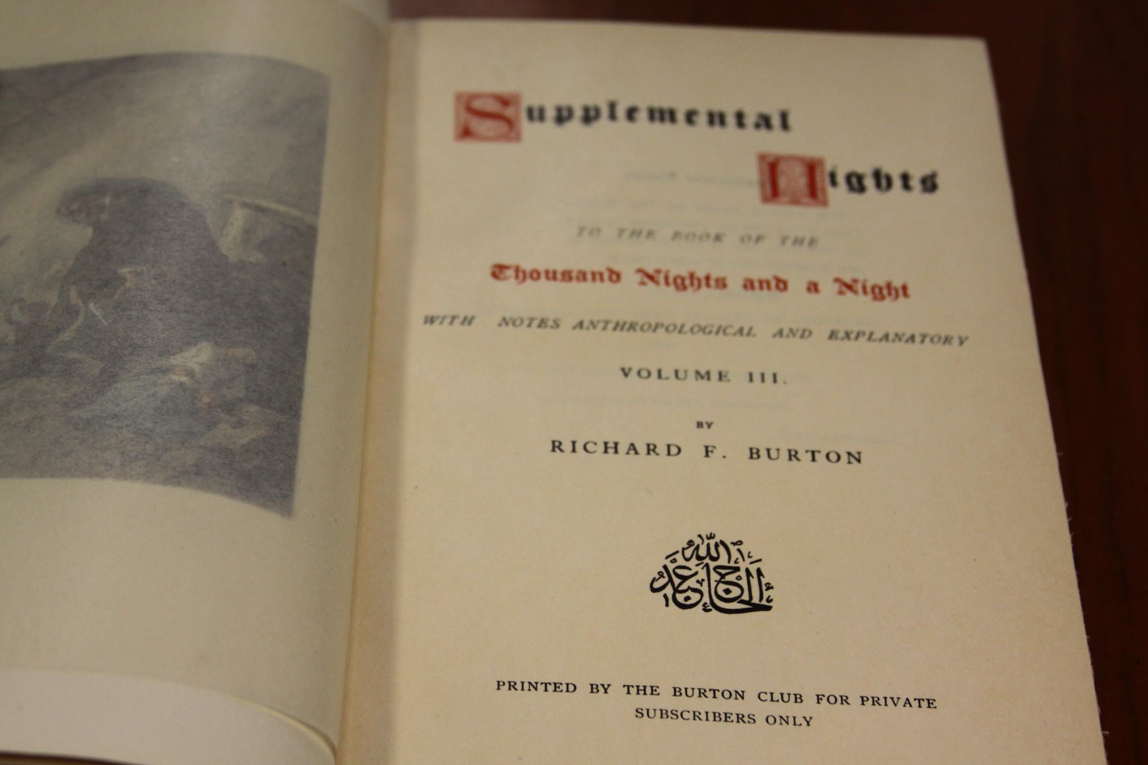 Books. Richard F Burton. The Arabian Nights And Supplemental Nights.  Rare Set. 7