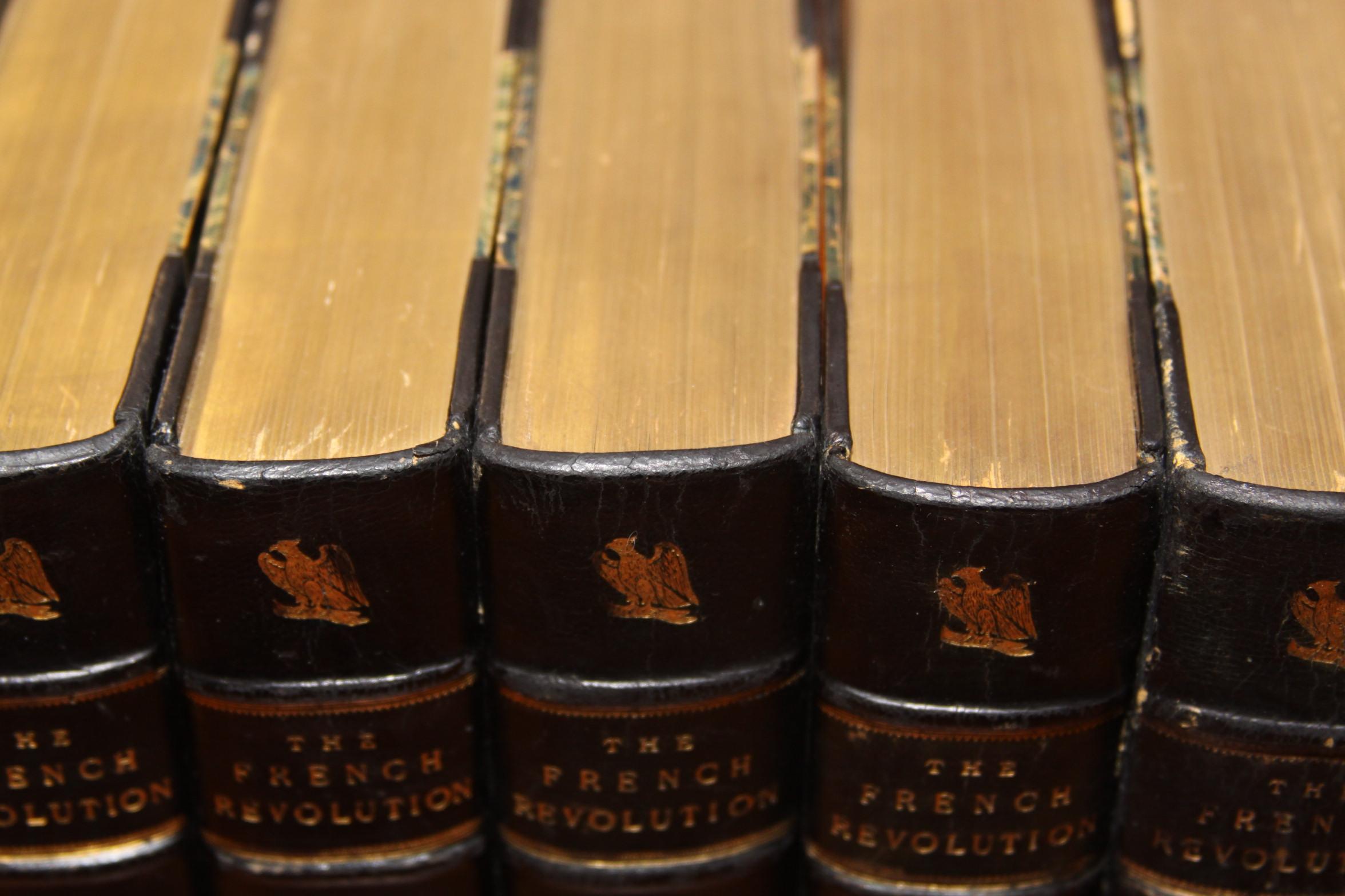 Books, the History of the French Revolution, Collection Antique Leatherbound Set 4