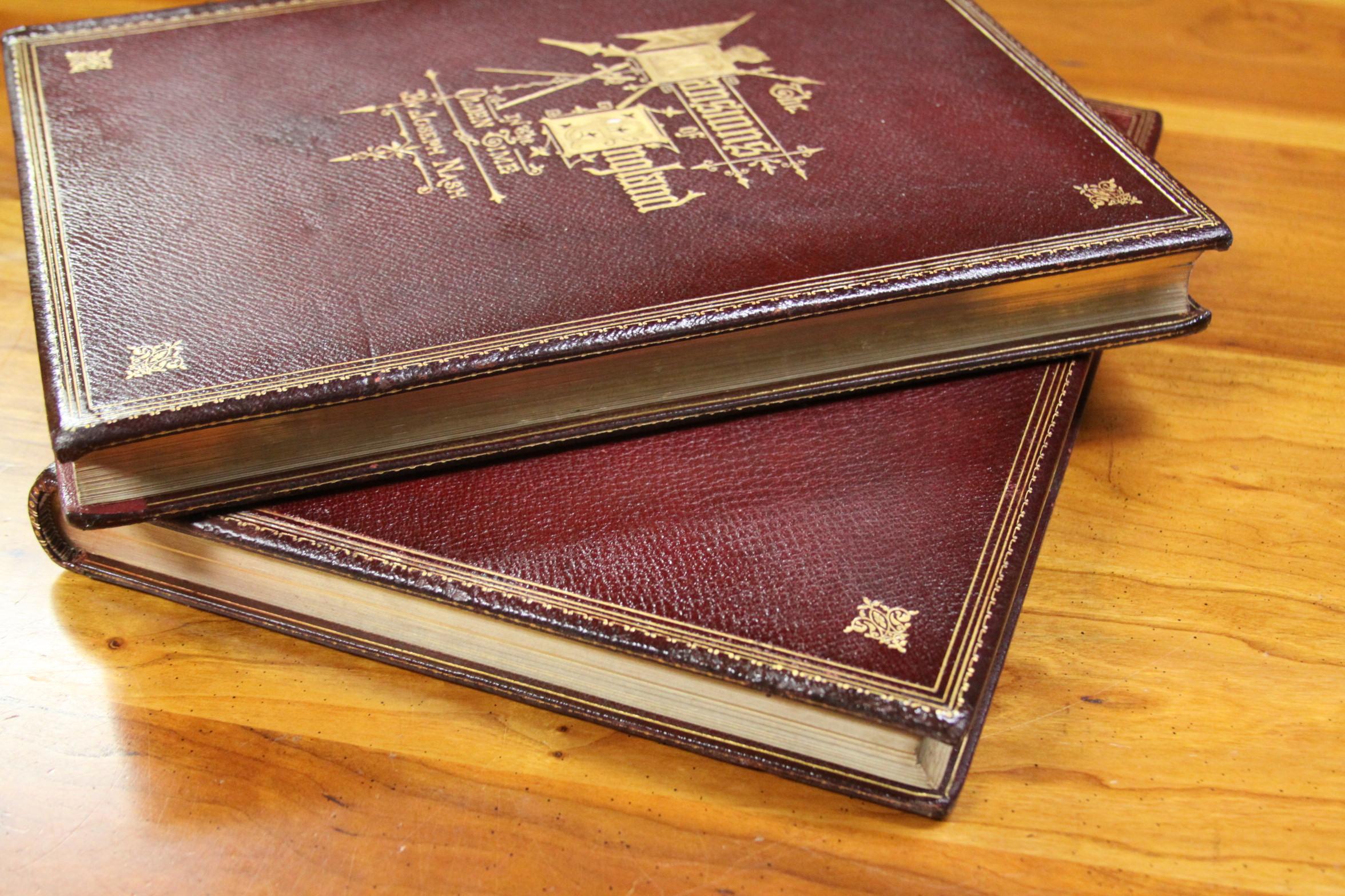 Books The Mansions Of England In The Olden Times, Antique leather-bound  In Good Condition In New York, NY