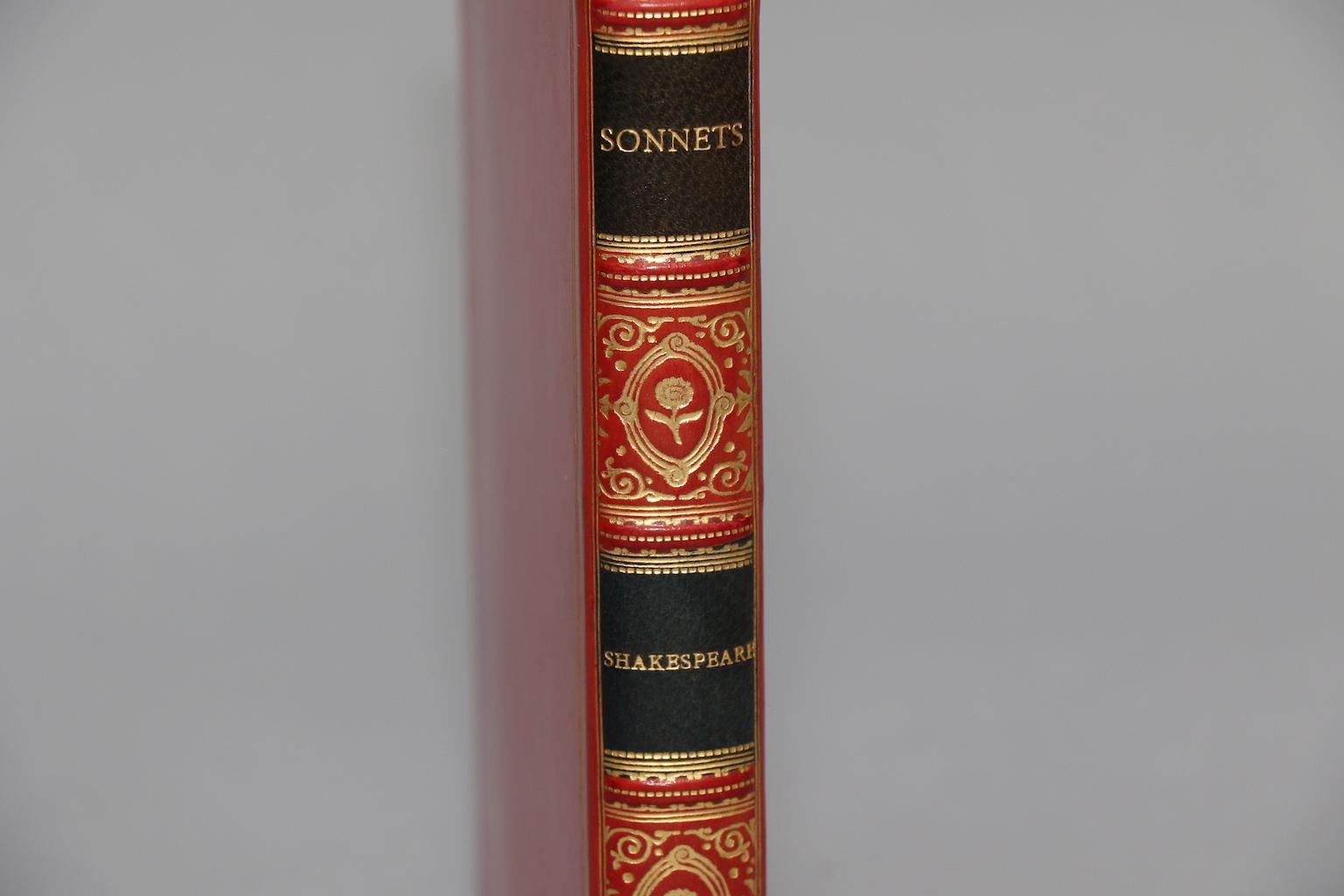 Leatherbound. One volume. Bound in full red calf by Riviere with all edges gilt, raised bands, gilt panels, & colored frontispiece. In a slipcase. Very good. Published in London by Robert Riviere & Sons in 1928.

All listed dimensions are for a