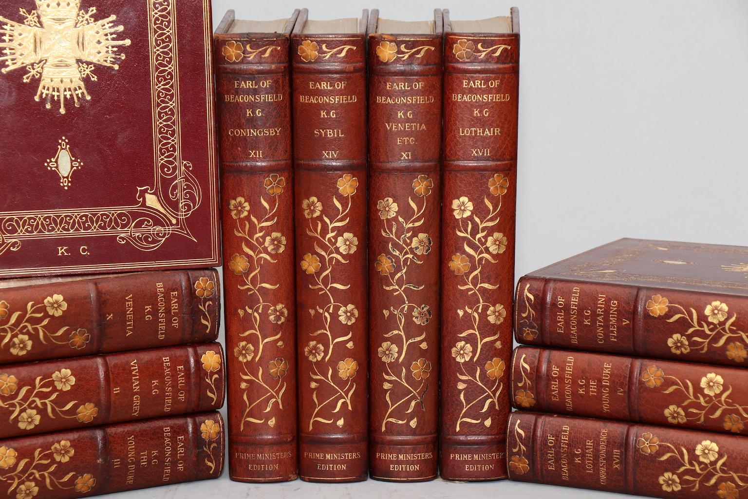 Leather bound. Twenty volumes. Octavo. Limited to 100 sets. Bound in full wine morocco doublers, with top edges gilt, raised bands, and ornate gilt tooling on spines & covers. Very good. Published in London by M. Walter Dunne in 1904.

All listed