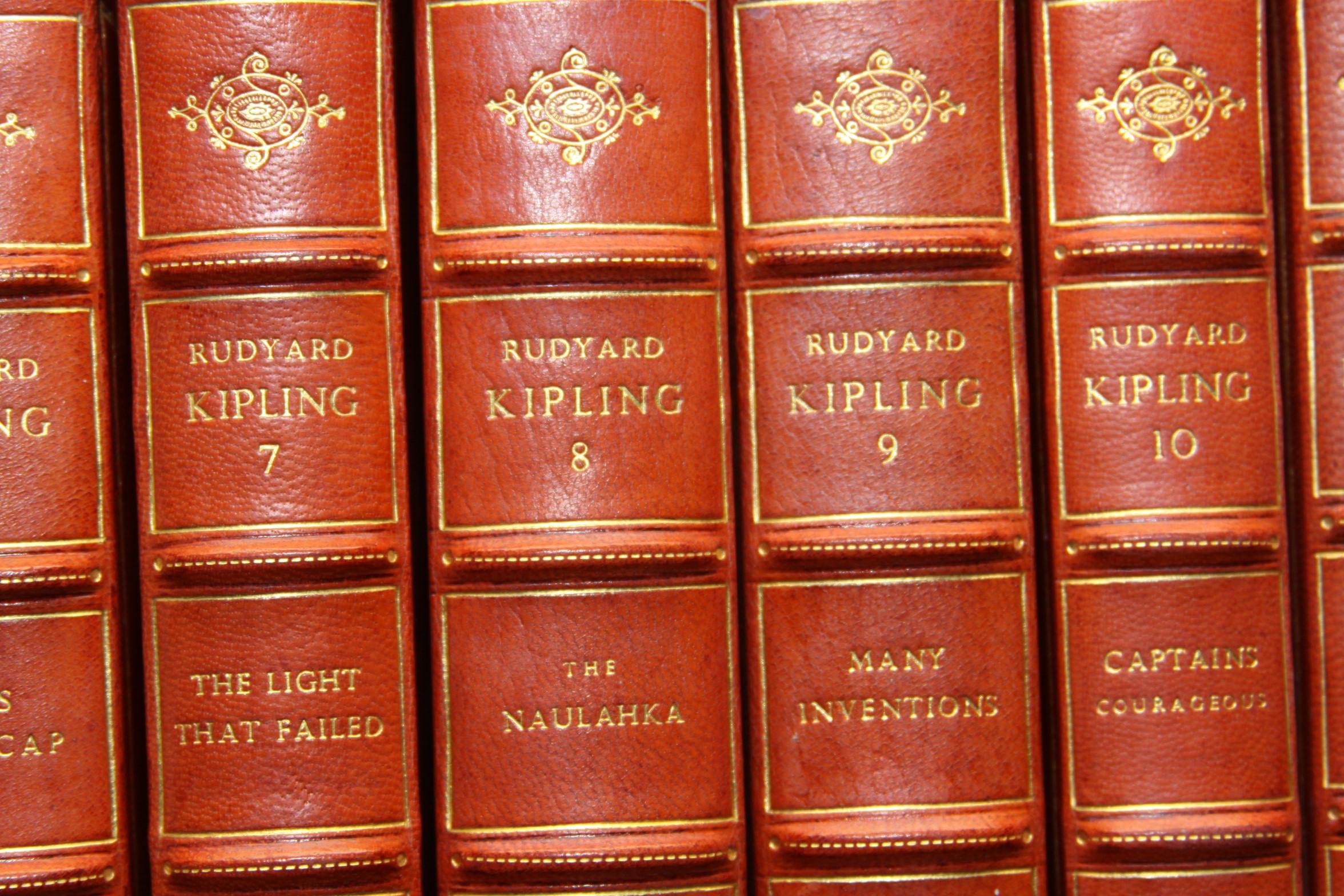 Leather Books the Writings of Rudyard Kipling, the Bombay Edition Collected Antiques Set