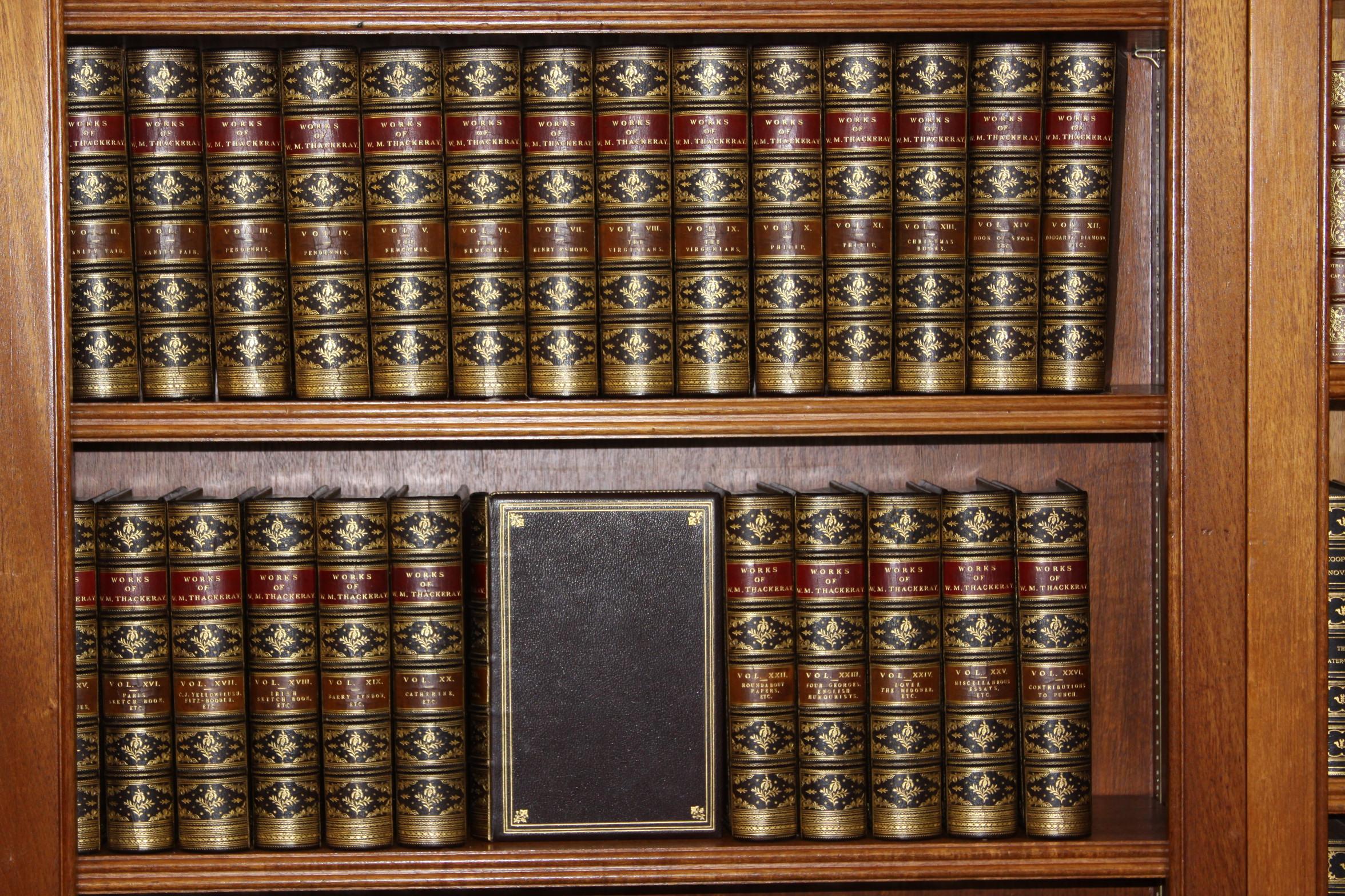 Books, The Writings of William Makepeace Thackeray, Antiques Leather-Bound Set 8