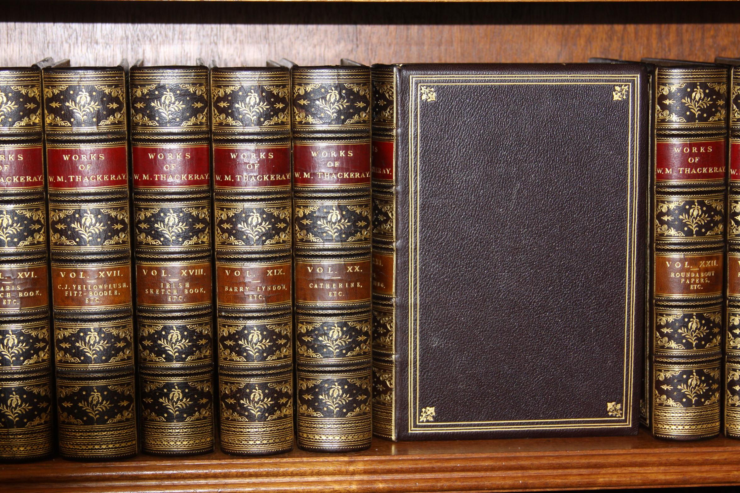 Twenty-six volumes The Writings of William Makepeace Thackeray. Published: London; Smith Elder and Company. 1878. Complete with illustrations by the author Thackeray. Limited to one thousand copies which this is number 232. Handsomely bound in full