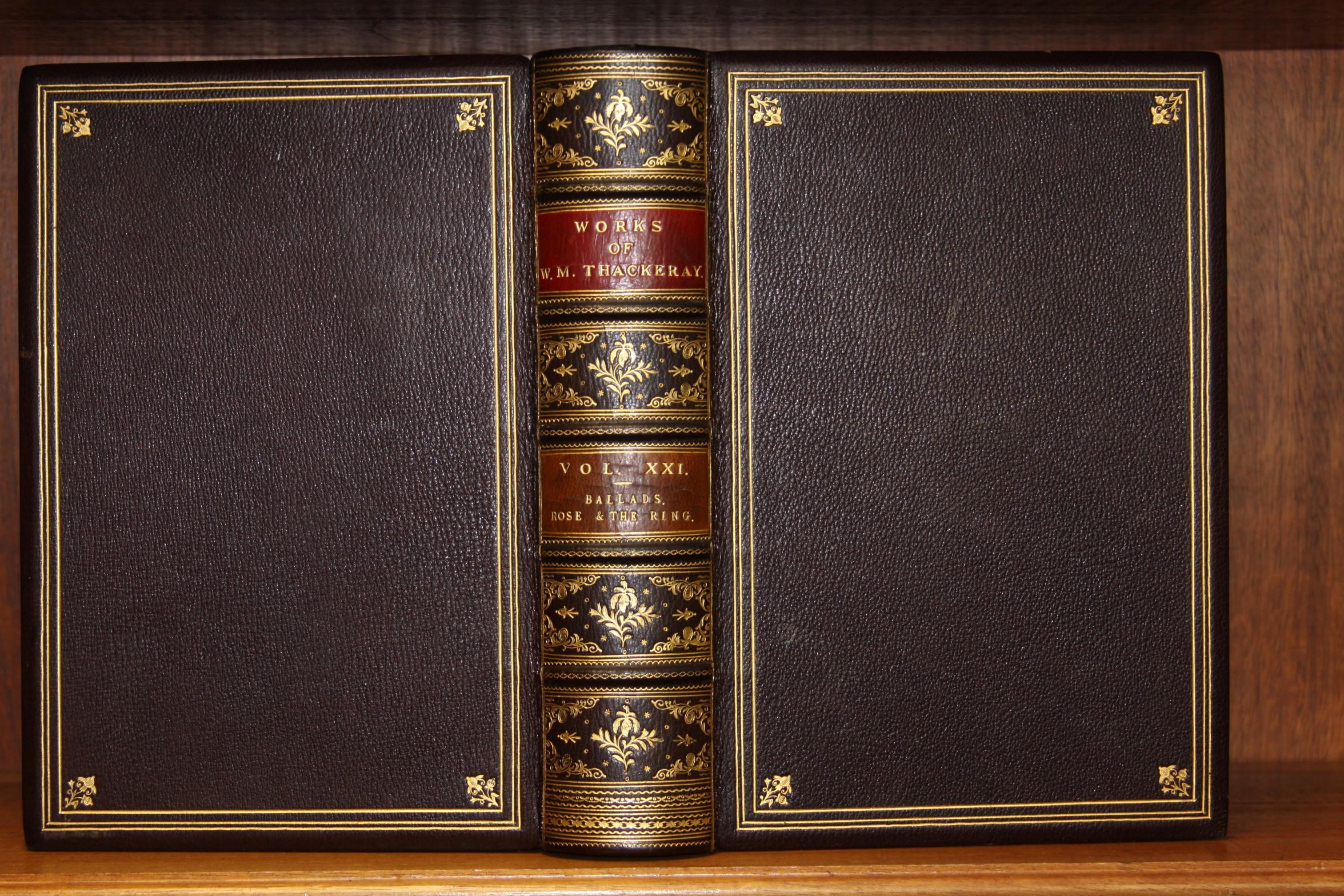 19th Century Books, The Writings of William Makepeace Thackeray, Antiques Leather-Bound Set