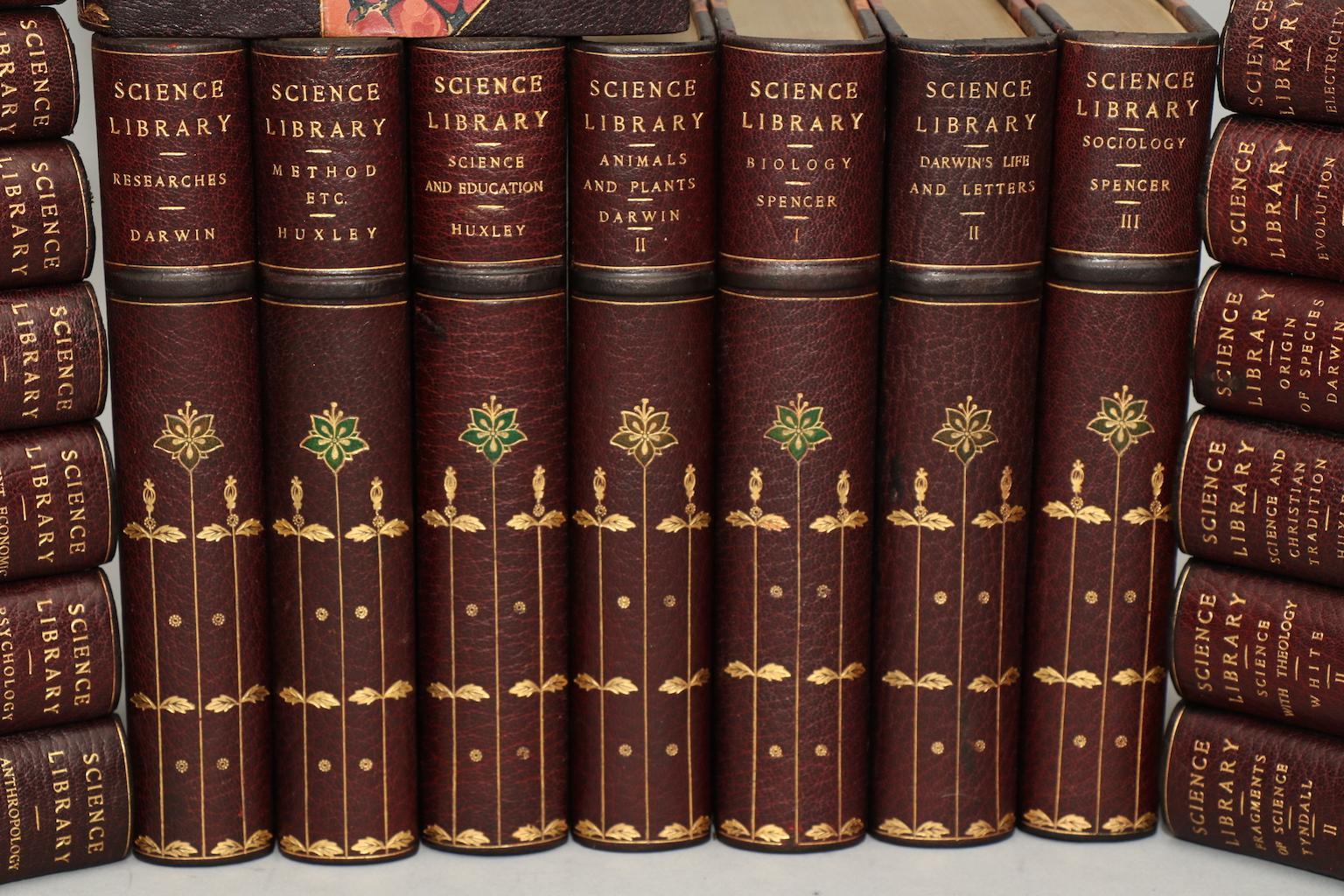 Westminster Edition (Appleton-Authorized Edition). Leatherbound. Sixty-three volumes. Octavo. Limited to 1000 sets, this is privately bound in exquisite three-quarter maroon leather over marbled boards with finely tooled floral design in gold and