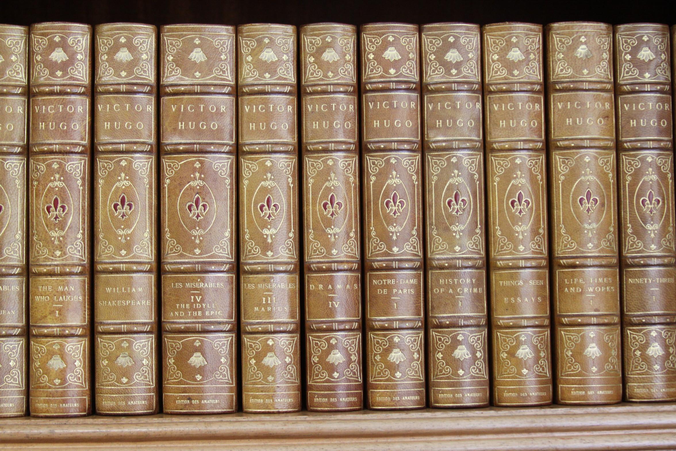 Books, Victor Hugo Writings, Antique Leather-Bound Collections 12