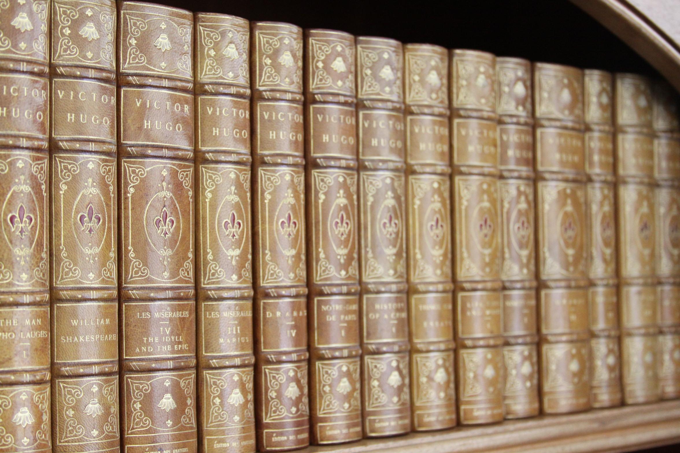 Books, Victor Hugo Writings, Antique Leather-Bound Collections 13