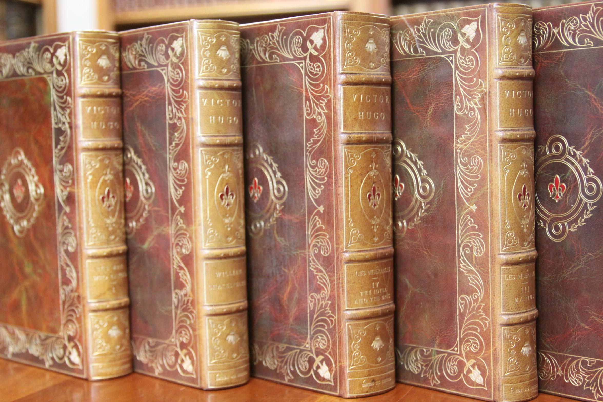 Books, Victor Hugo Writings, Antique Leather-Bound Collections 15
