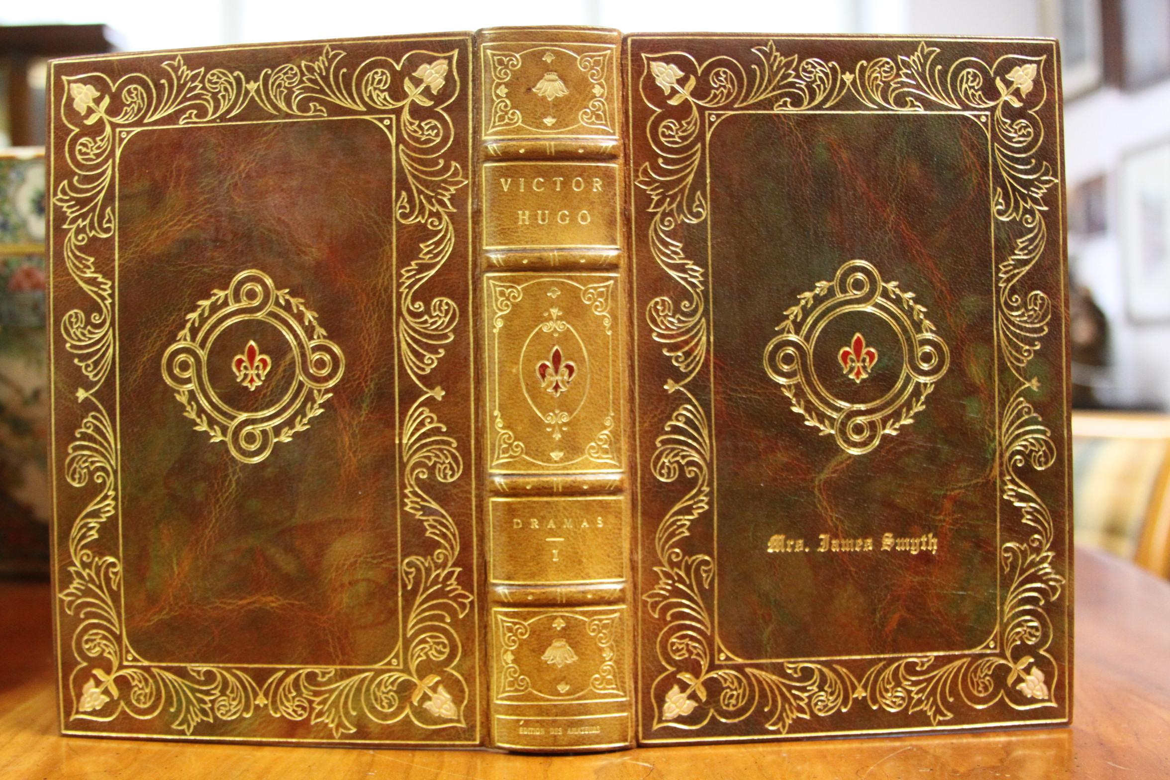 Thirty volumes. The Writings of Victor Hugo. Edition Des Amateurs. Published: Boston, Estes and Lauriat, n.d, circa, 1900s. The edition is limited to 25 copies which this is number 16. Fully illustrated to set, frontispiece plates are in two states