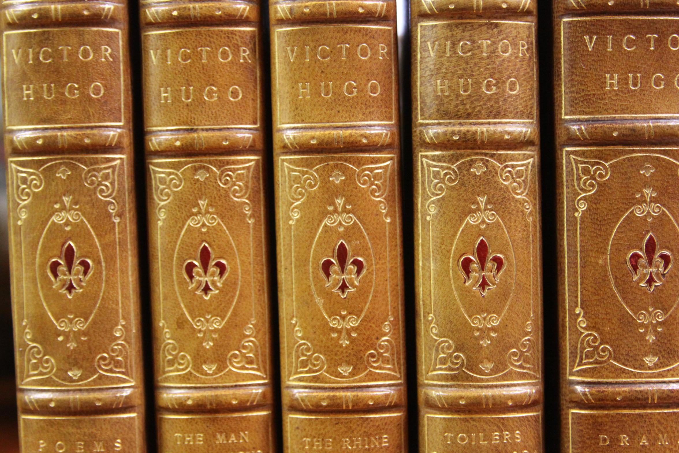 Books, Victor Hugo Writings, Antique Leather-Bound Collections In Excellent Condition In New York, NY