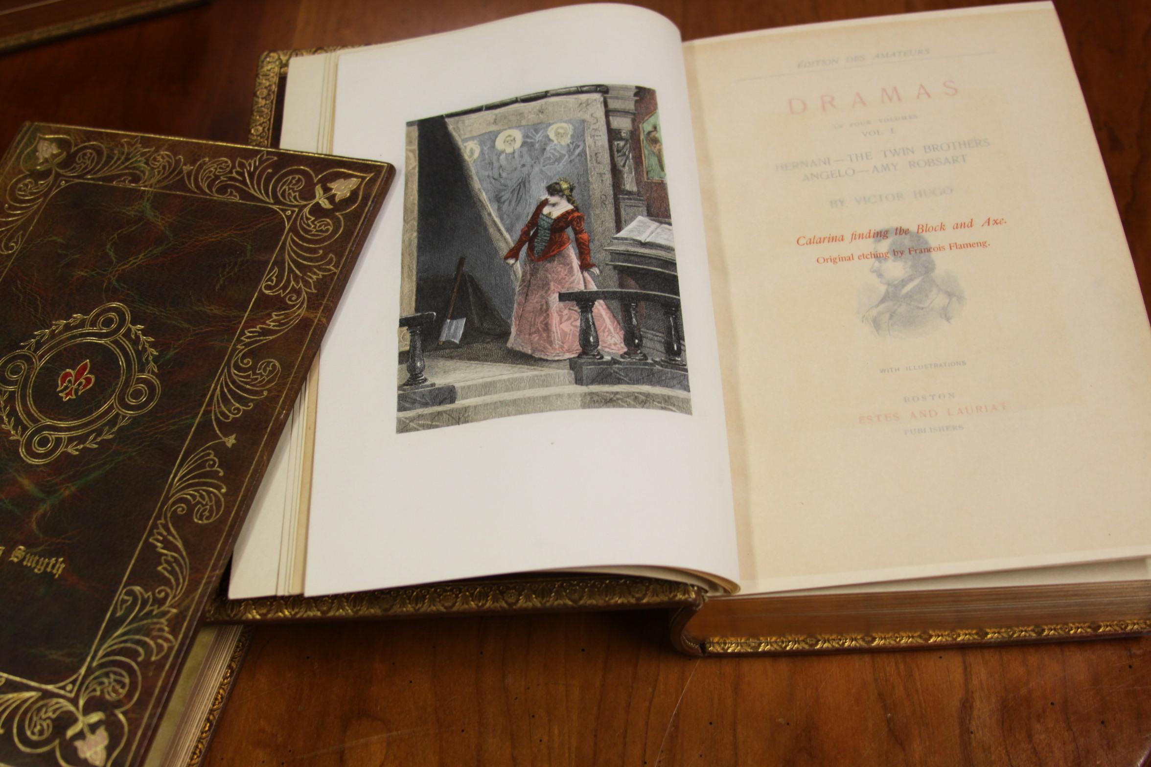 Books, Victor Hugo Writings, Antique Leather-Bound Collections 2