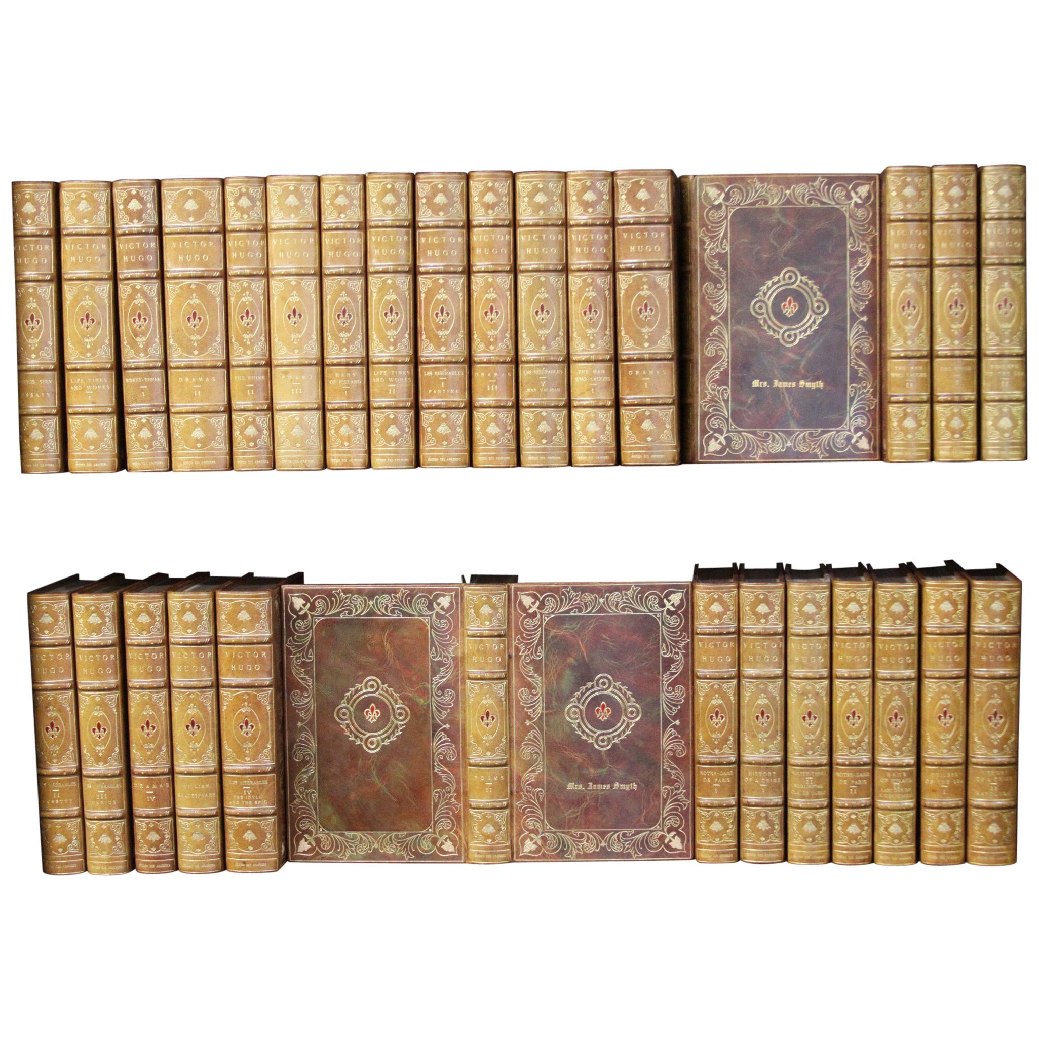 Books, Victor Hugo Writings, Antique Leather-Bound Collections
