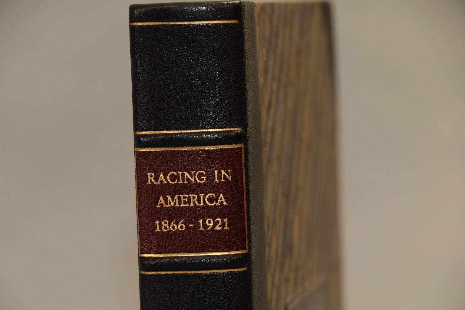 Leatherbound. One volume. Folio. Bound in three quarter black morocco with marbled boards, raised bands, with gilt panels. Profusely illustrated throughout. Privately printed for the Jockey Club. Very good. Published in New York by The Scribner