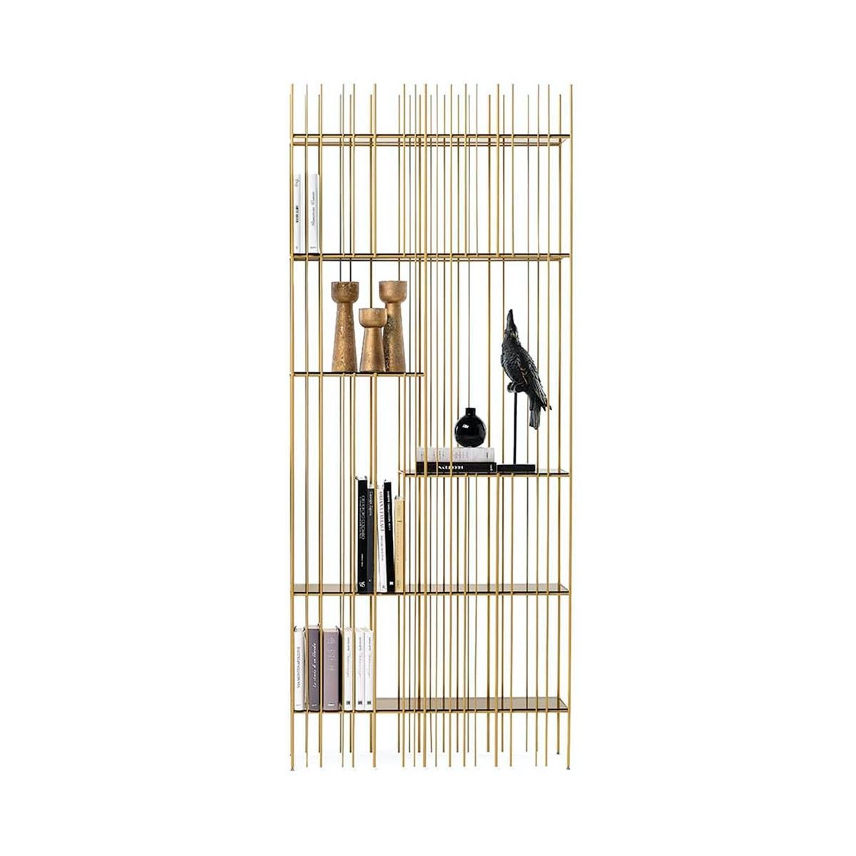 Brand: Mogg
Design: Studio CTRLZAK
Model: Metrica A - Bookshelf

Metrica A by Mogg, designed by Studio CTRLZAK, is part of the Metrica collection of aerial, atypical, and highly rhythmic shelving units. The structure is made of steel rods of varying