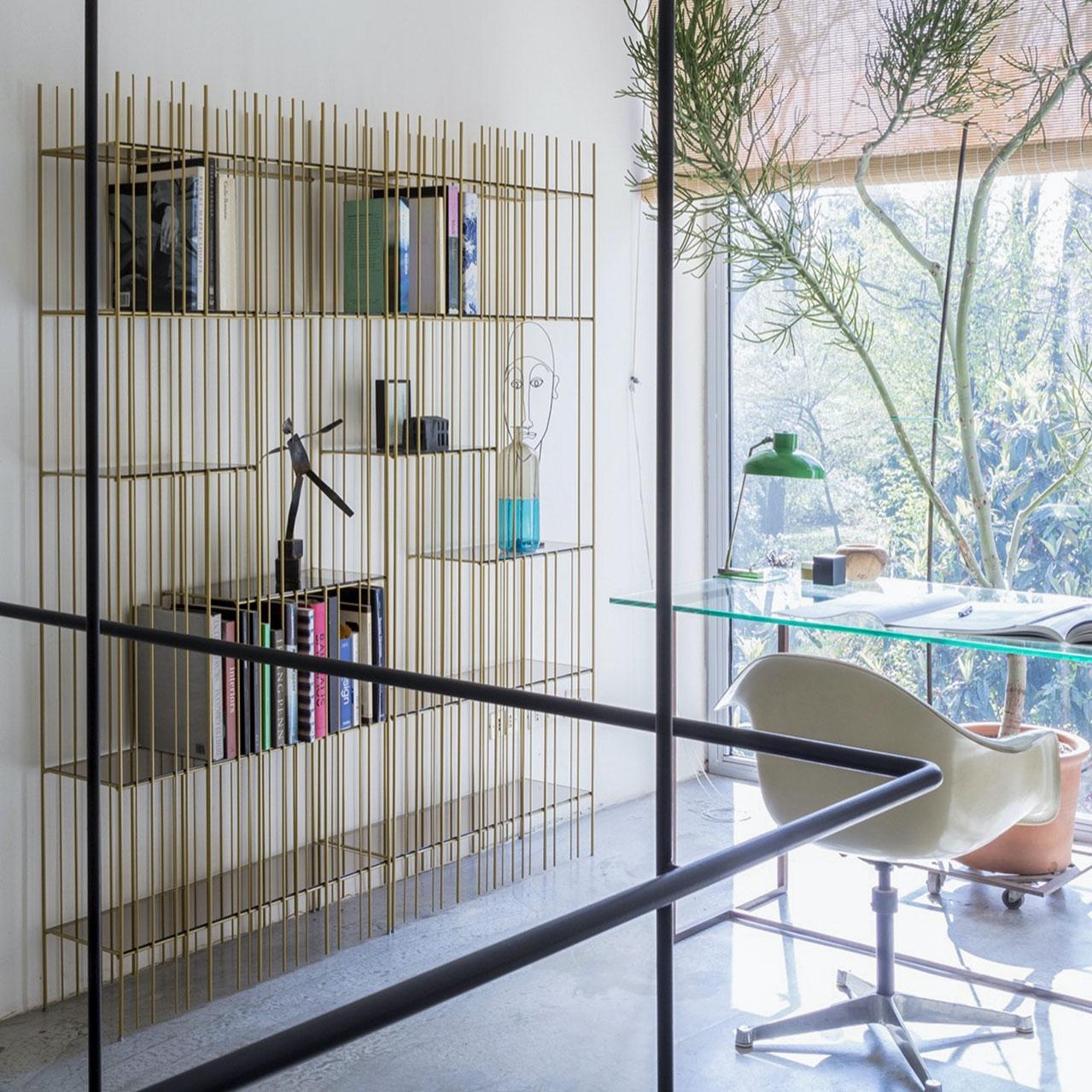 Contemporary Bookshelf Mogg Metrica A design Studio CTRLZAK - Gold For Sale