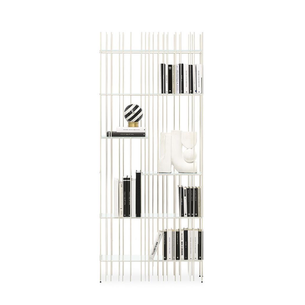 Brand: Mogg
Design: Studio CTRLZAK
Model: Metrica A - Bookshelf

Metrica A by Mogg, designed by Studio CTRLZAK, is part of the Metrica collection of aerial, atypical, and highly rhythmic shelving units. The structure is made of steel rods of varying
