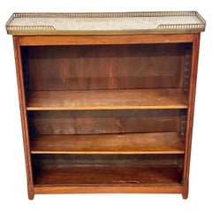 Antique Bookshelf or Bibus with Marble Top and Brass Gallery, 19th Century
