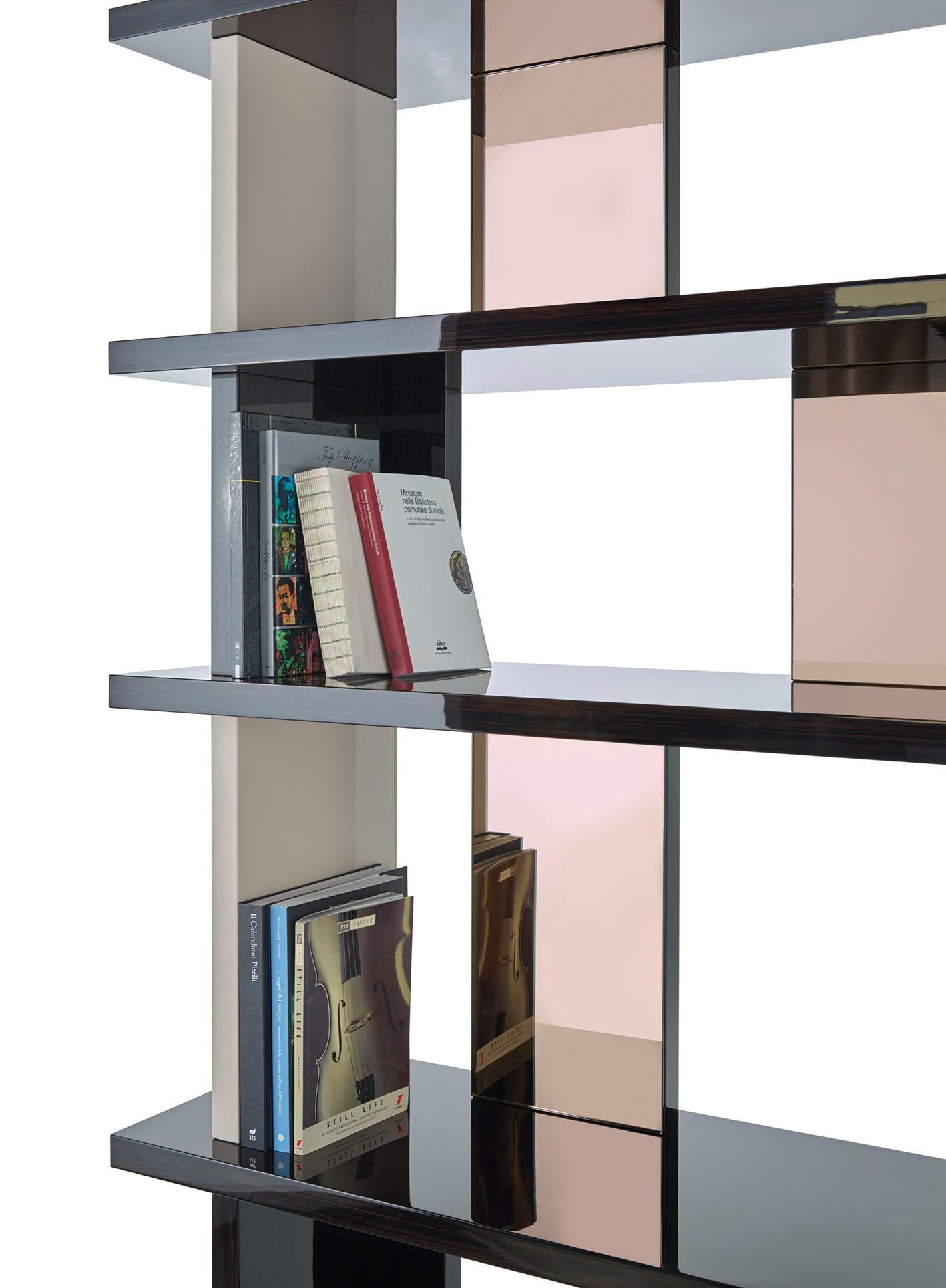 mirror backed bookcase