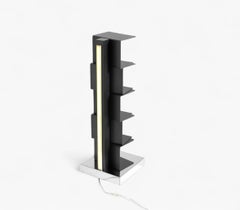 Bookshelf with lamp Opinion Ciatti Ptolomeo Luce 75 Design Bruno Rainaldi B/Inox