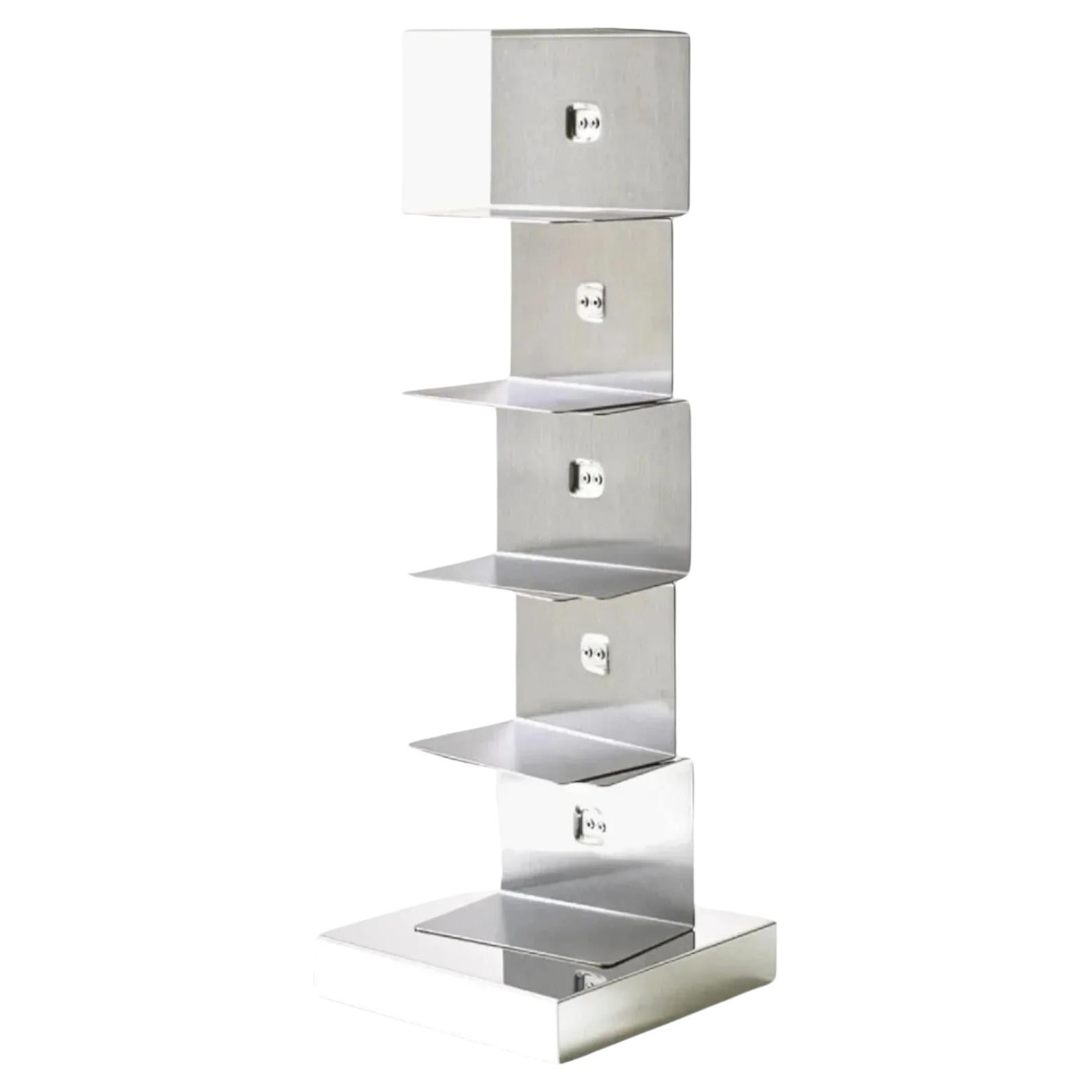 Bookshelf with lamp Opinion Ciatti Ptolomeo Luce 75 Design Bruno Rainaldi - Inox