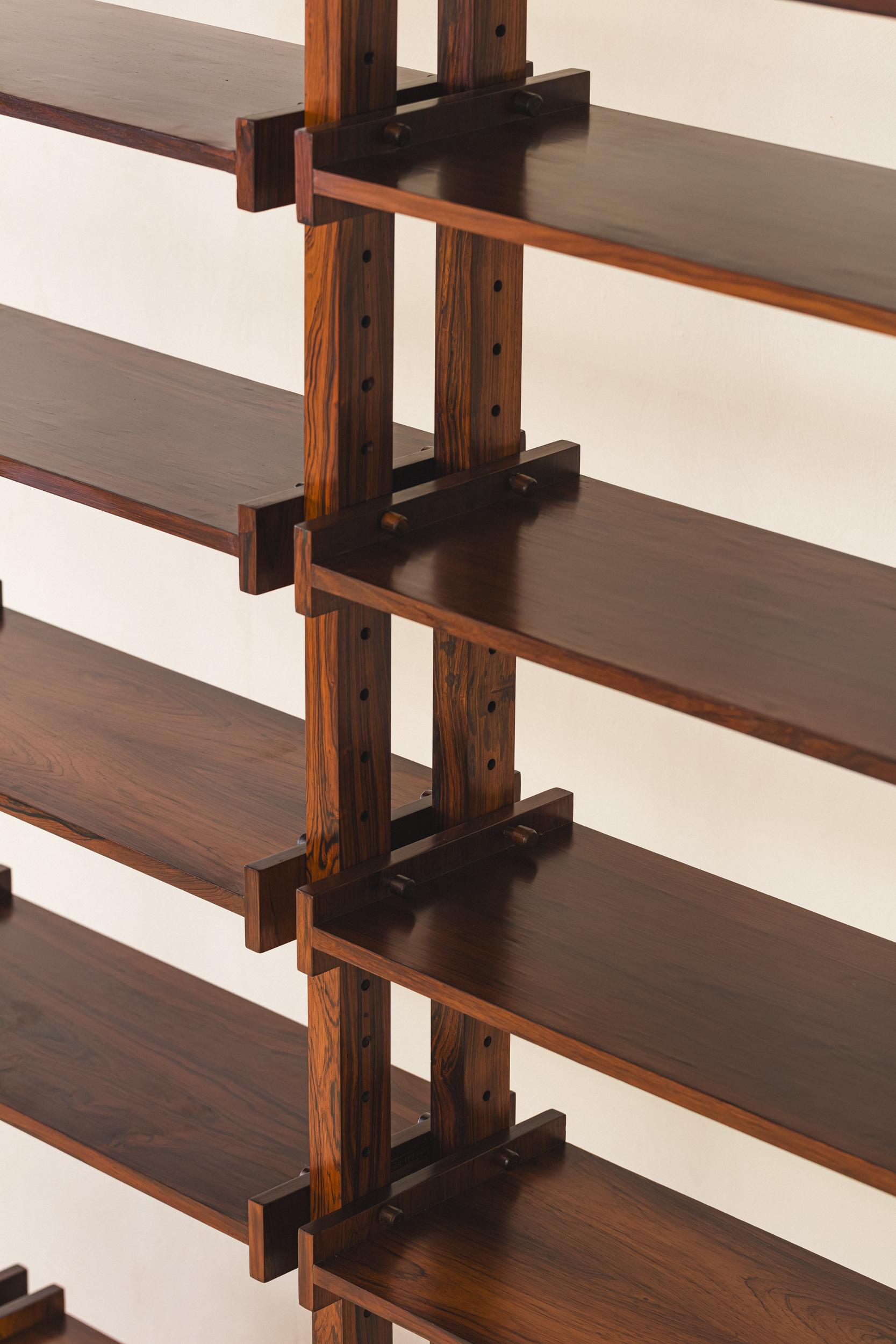 Bookshelf with Rosewood Veneers by Brazilian company Celina Decorações, 1960s For Sale 6