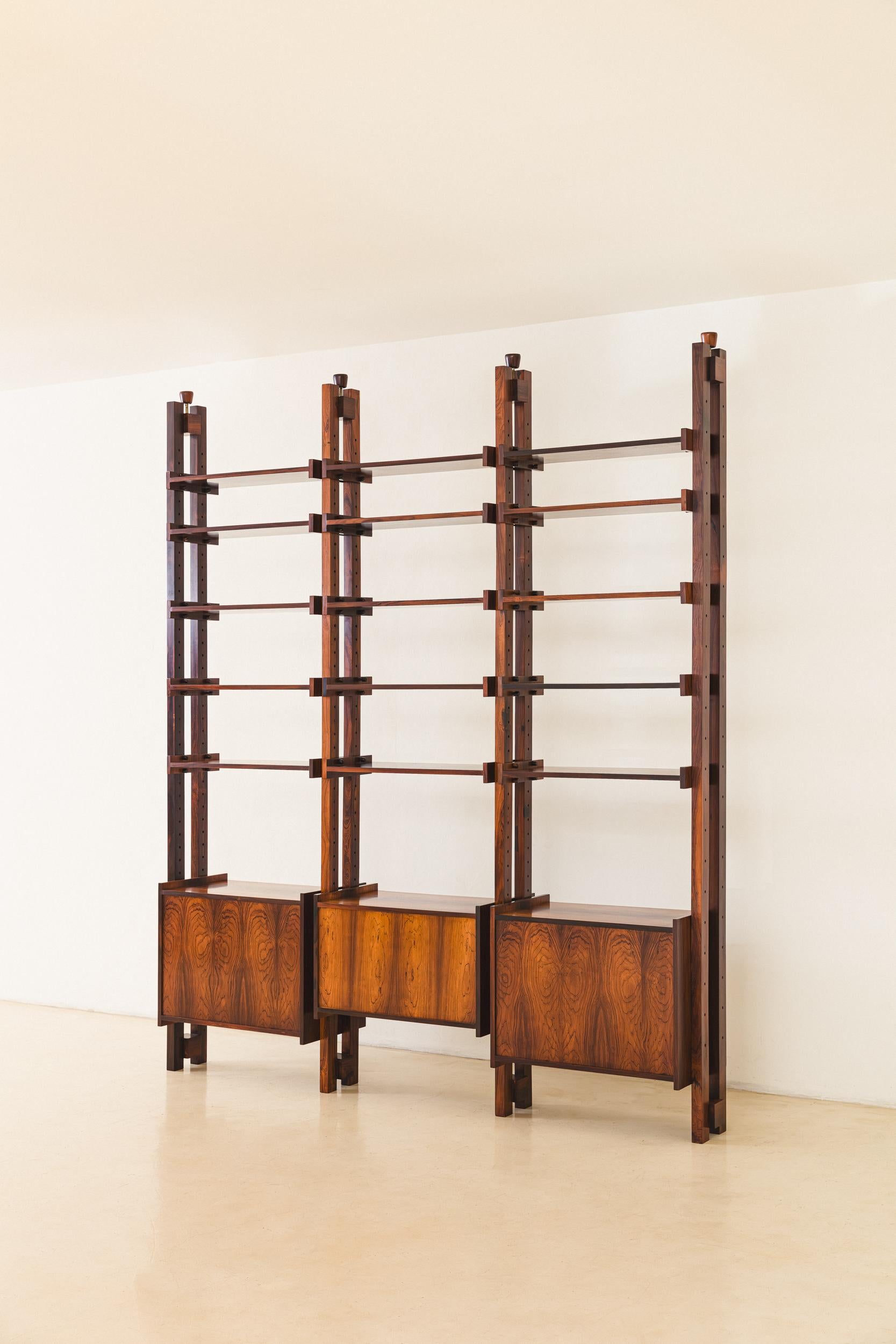 Bookshelf with Rosewood Veneers by Brazilian company Celina Decorações, 1960s For Sale 8