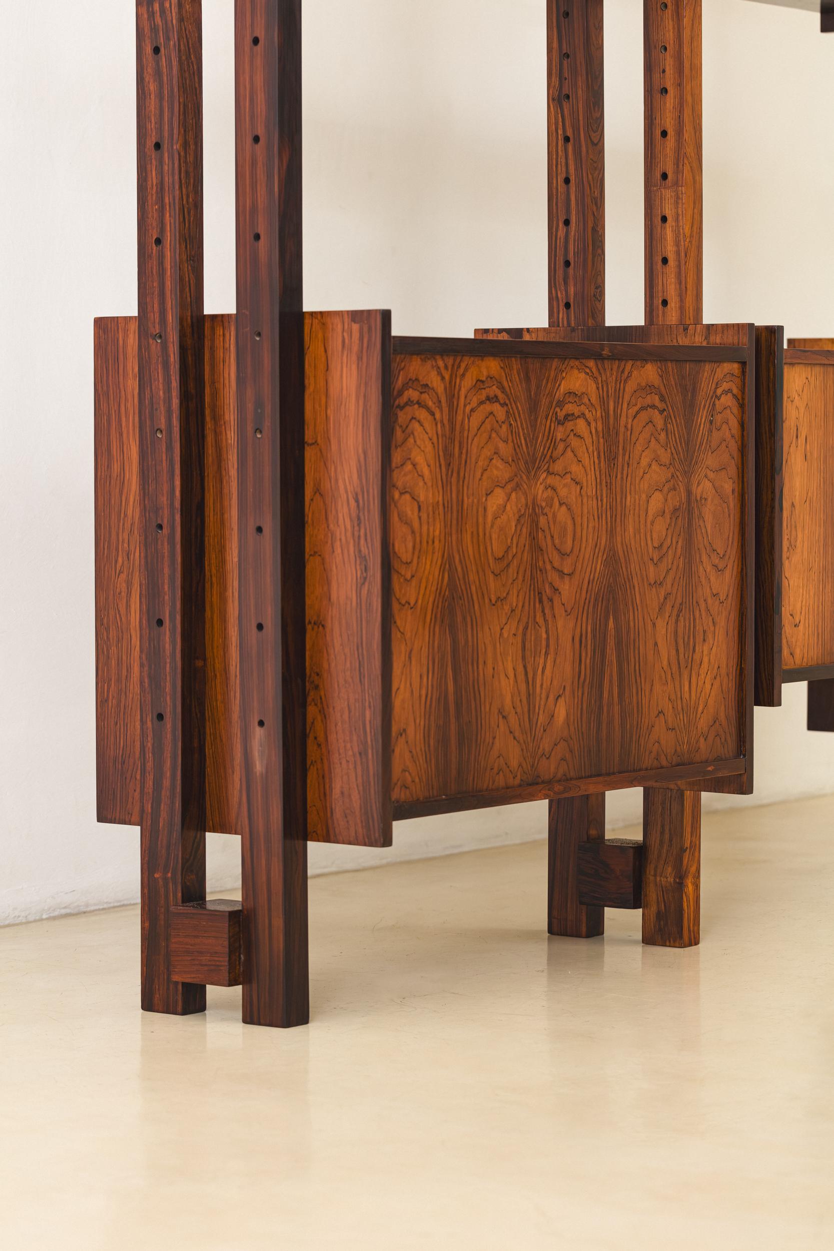 Bookshelf with Rosewood Veneers by Brazilian company Celina Decorações, 1960s For Sale 9