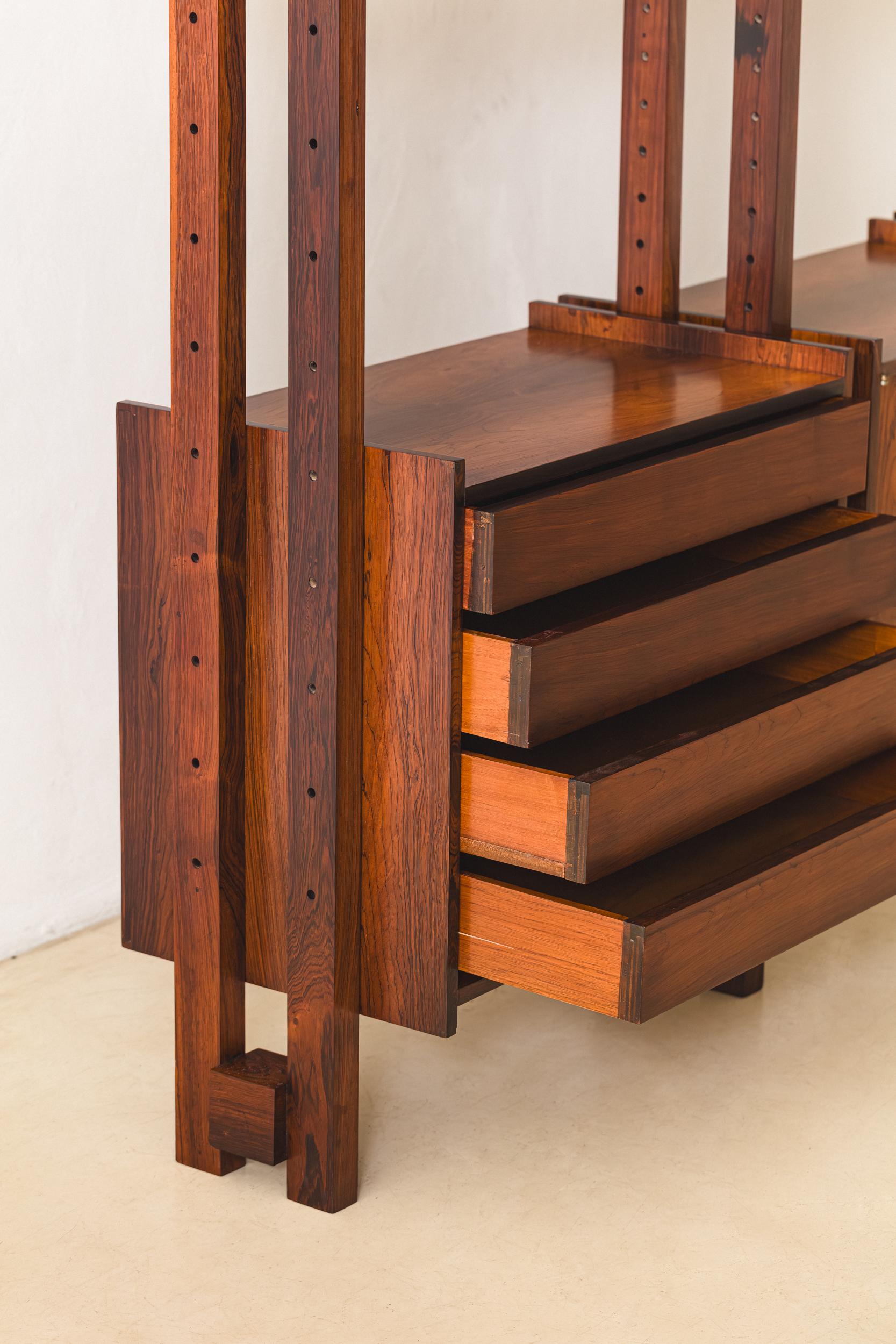 Bookshelf with Rosewood Veneers by Brazilian company Celina Decorações, 1960s In Good Condition For Sale In New York, NY