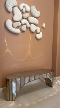 Boole Bench in Welded Mirror-Polished Stainless Steel by Julian Mayor