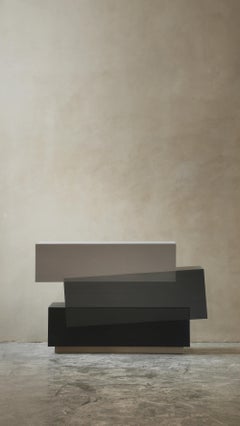 Booleanos Bedside 3 Drawers, Chest of Drawers in Dark Wood Veneer, Joel Escalona