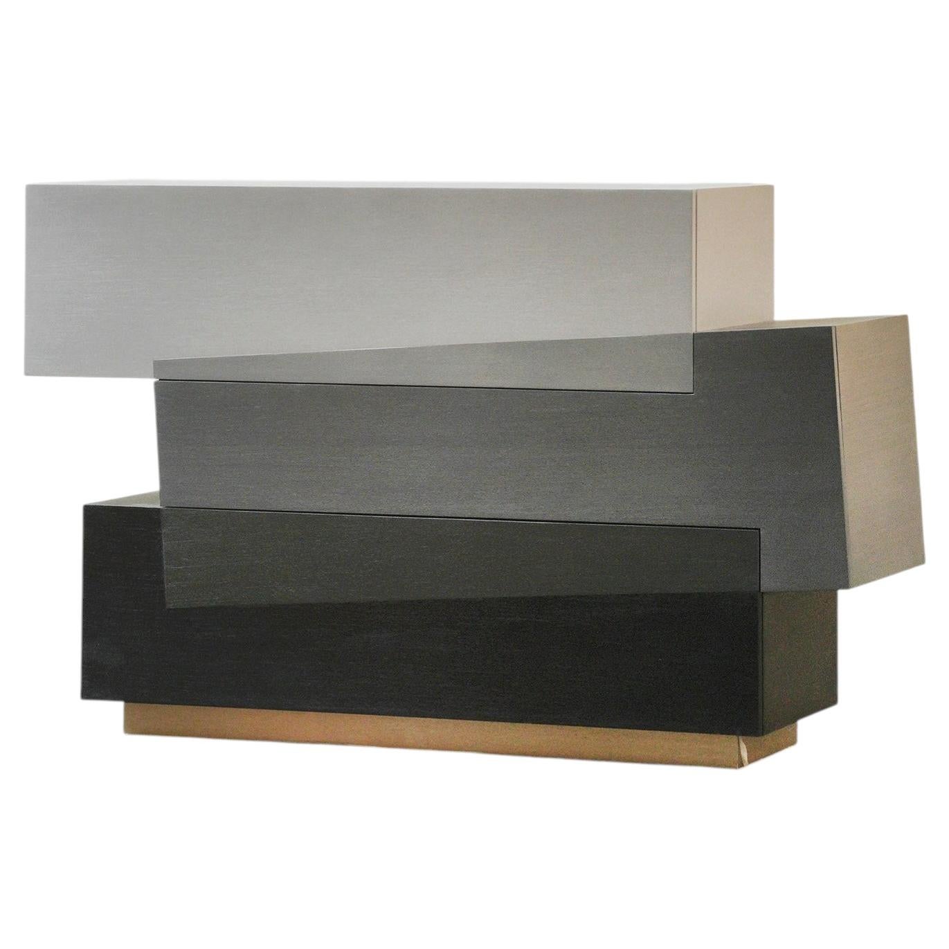 Booleanos Bedside 3 Drawers, Chest of Drawers in Dark Wood Veneer, Joel Escalona
