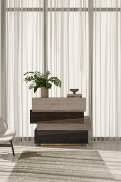 Booleanos Commode, 3 Drawers Chest of Drawers in Dark Wood Veneer, Joel Escalona