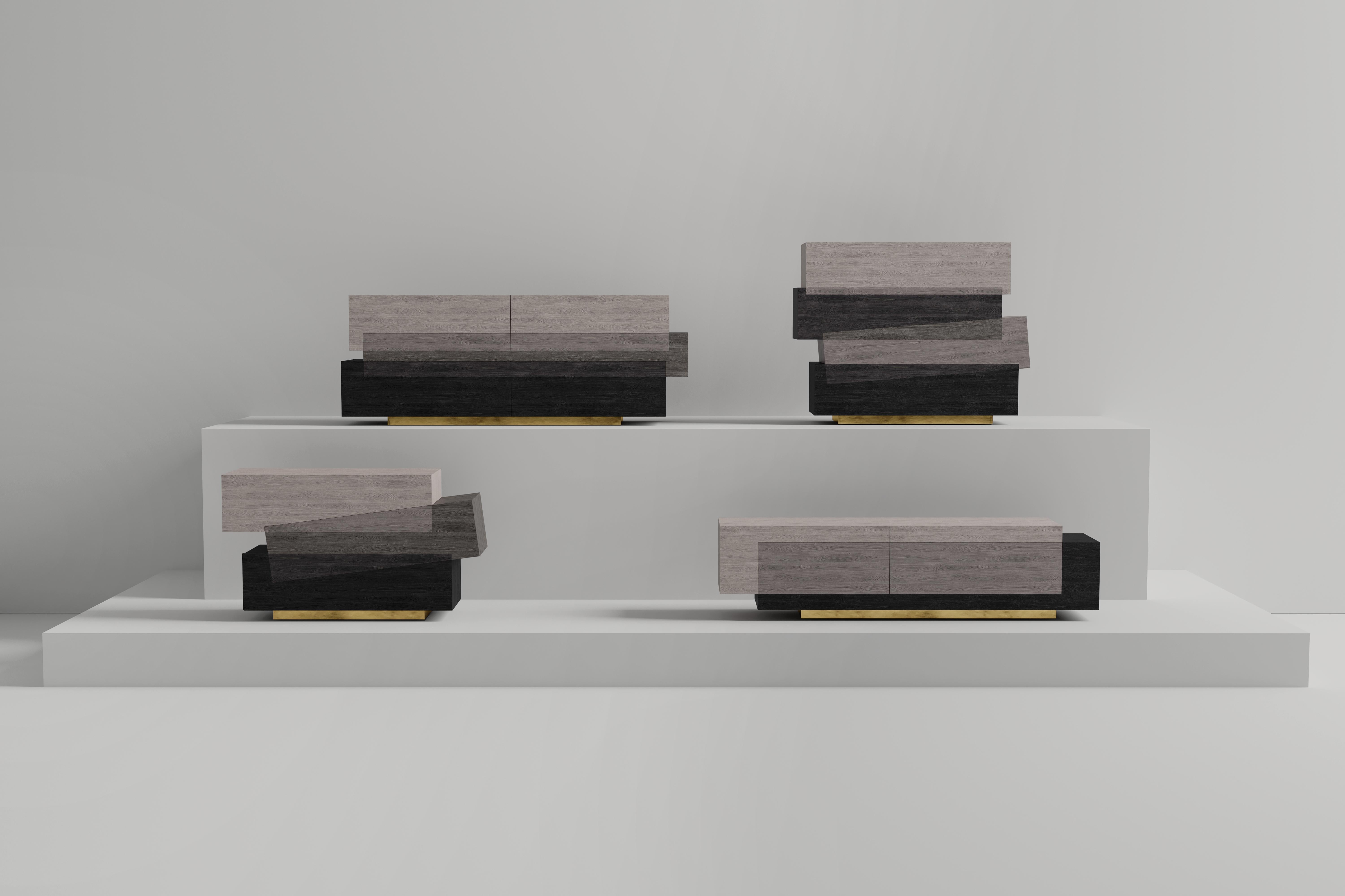 Ottone Credenza, mobile, console Booleanos in legno impiallacciato scuro di Joel Escalona in vendita