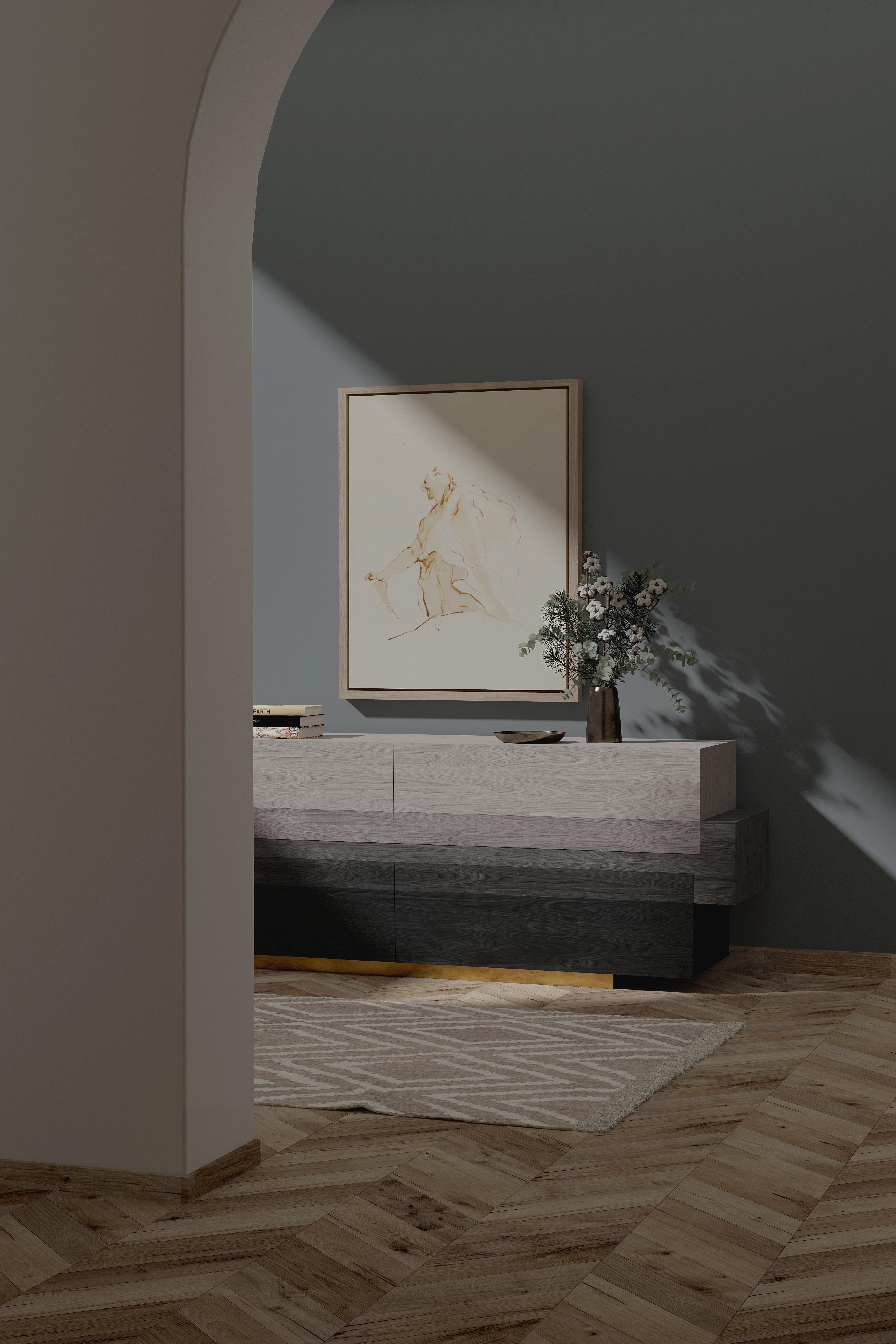 XXI secolo e contemporaneo Credenza, mobile, console Booleanos in legno impiallacciato scuro di Joel Escalona in vendita