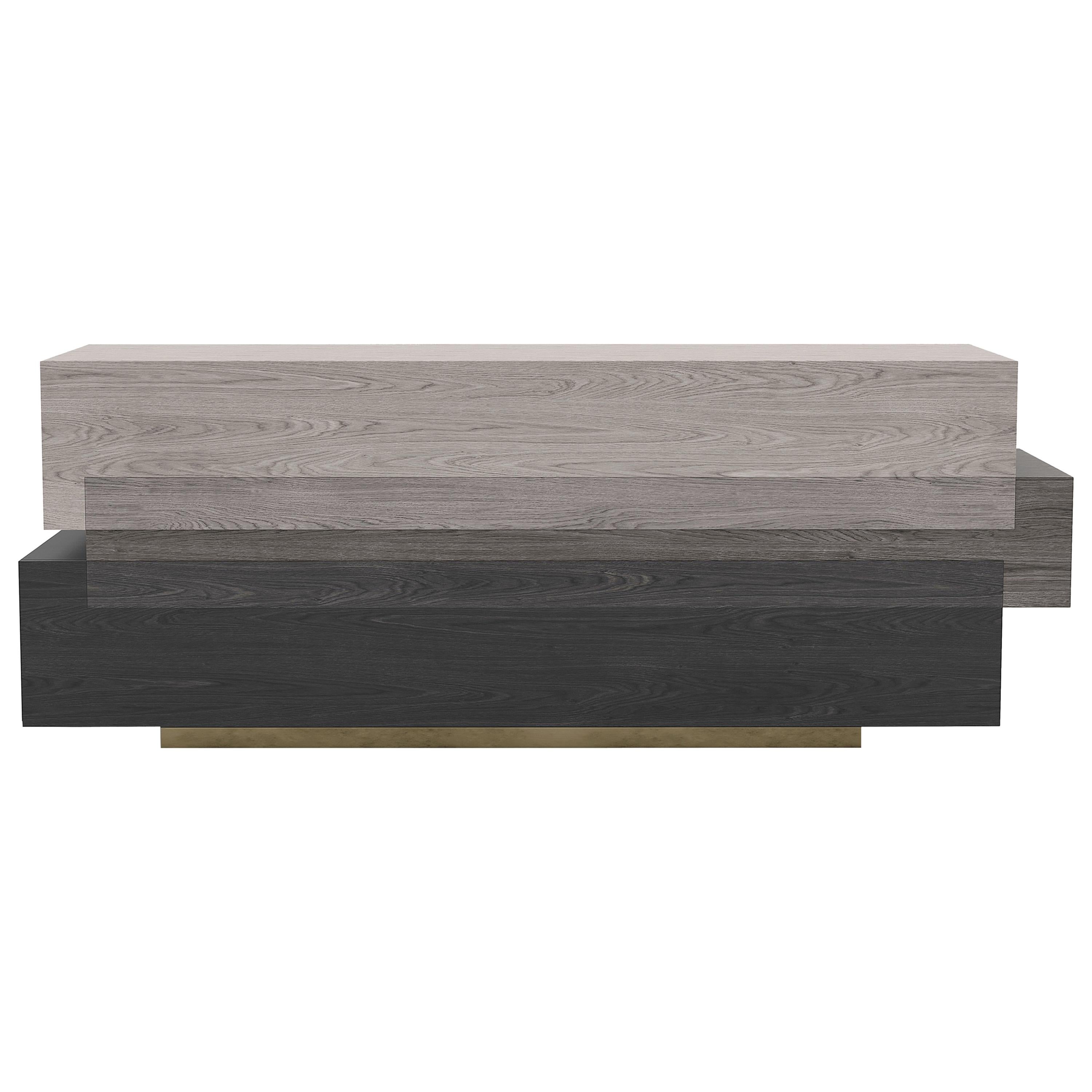 Messicano Credenza, mobile, console Booleanos in legno impiallacciato scuro di Joel Escalona in vendita