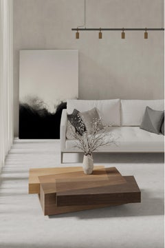 Booleanos Rectangular Coffee Table in Warm Wood Veneer by Joel Escalona