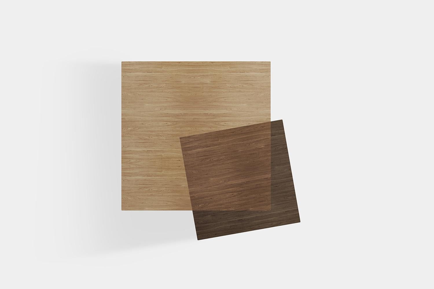 Moderne Table basse carrée Booleanos en placage de bois chaud par Joel Escalona en vente