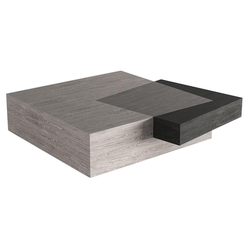 Booleanos Square Coffee Table in Black Wood Veneer by Joel Escalona For Sale
