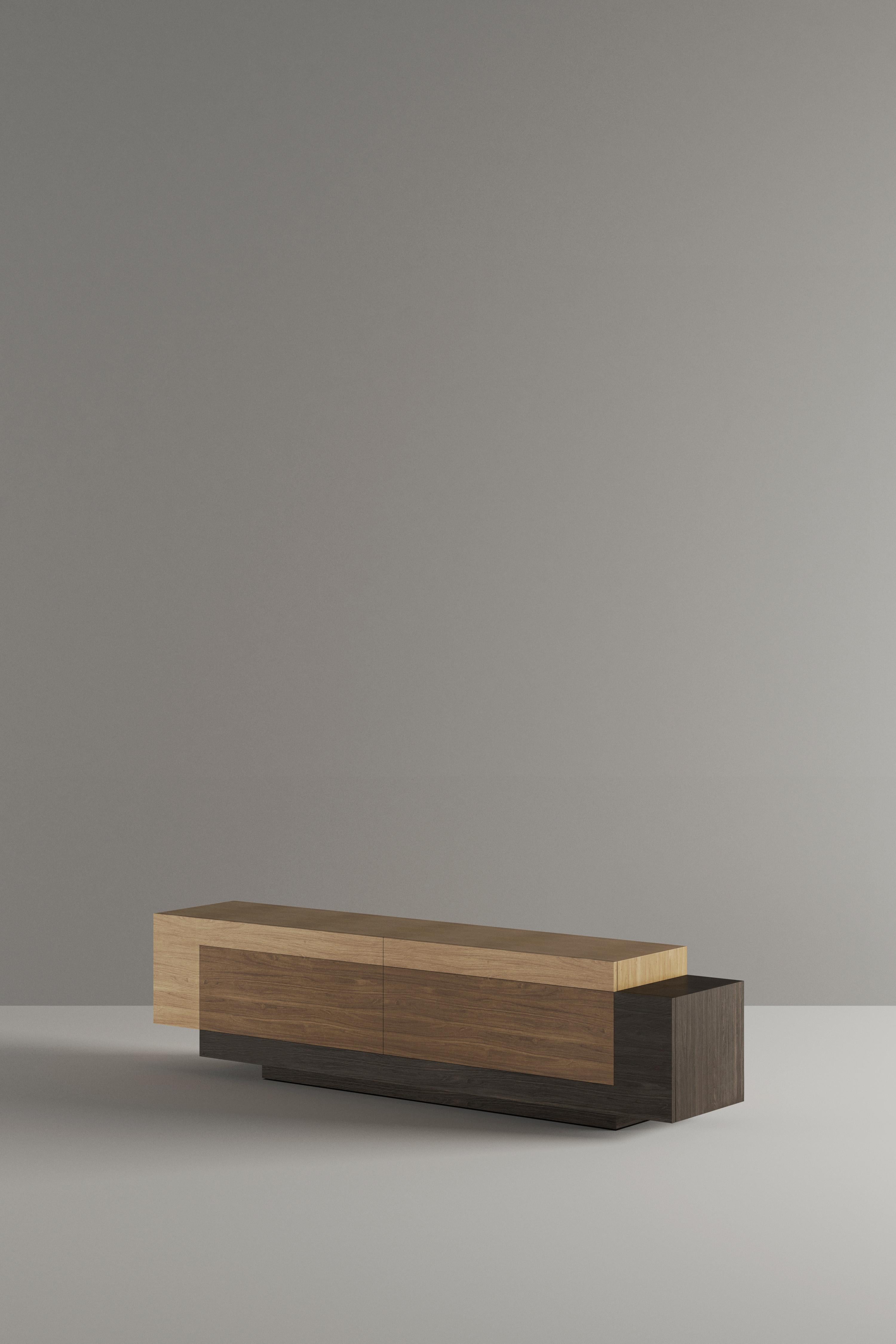 Booleanos Tv Cabinet, Media Unit, Credenza in Warm Wood Veneer by Joel Escalona en vente 6