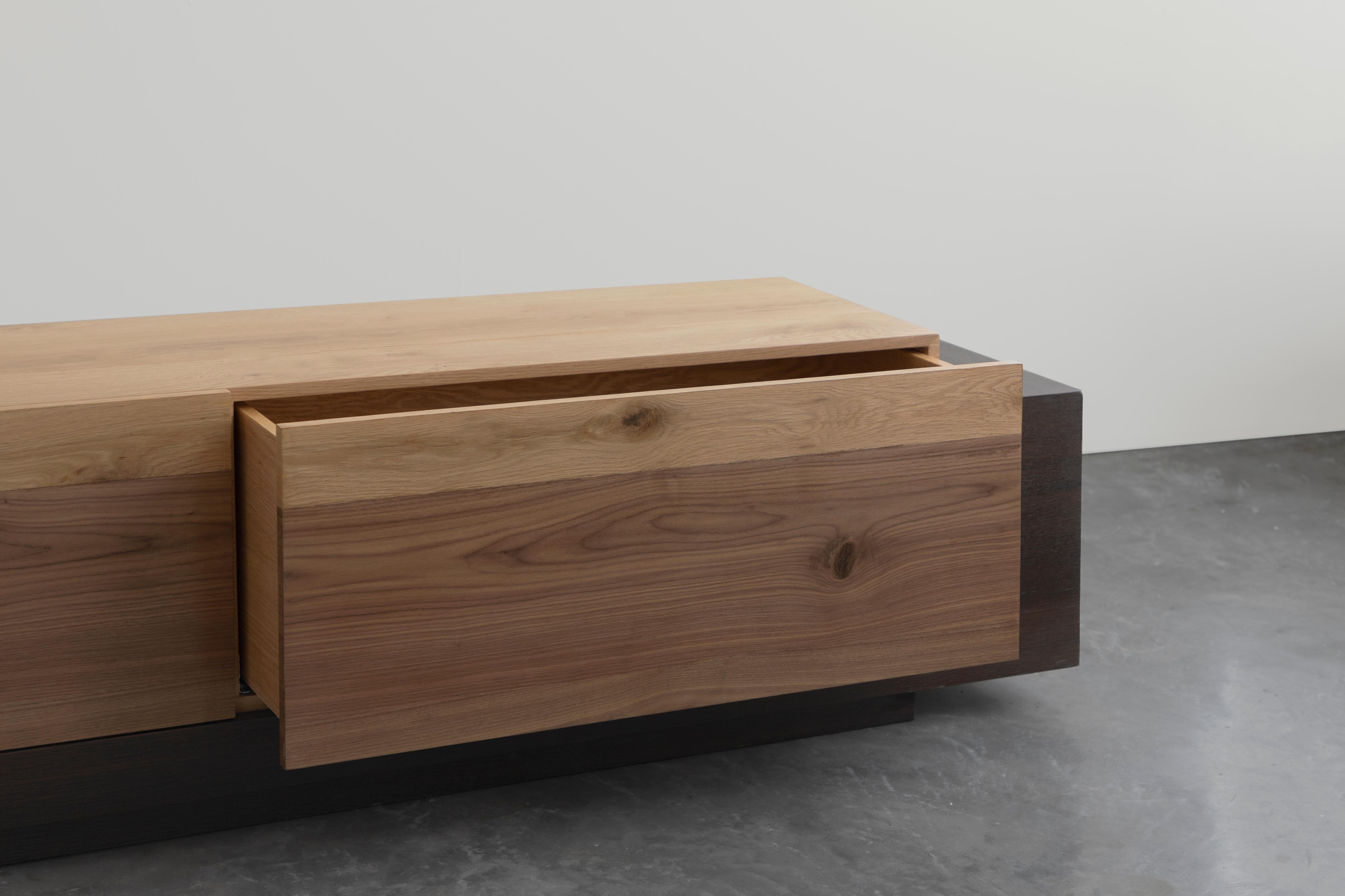 Modern Booleanos Tv Cabinet, Media Unit, Credenza in Warm Wood Veneer by Joel Escalona For Sale