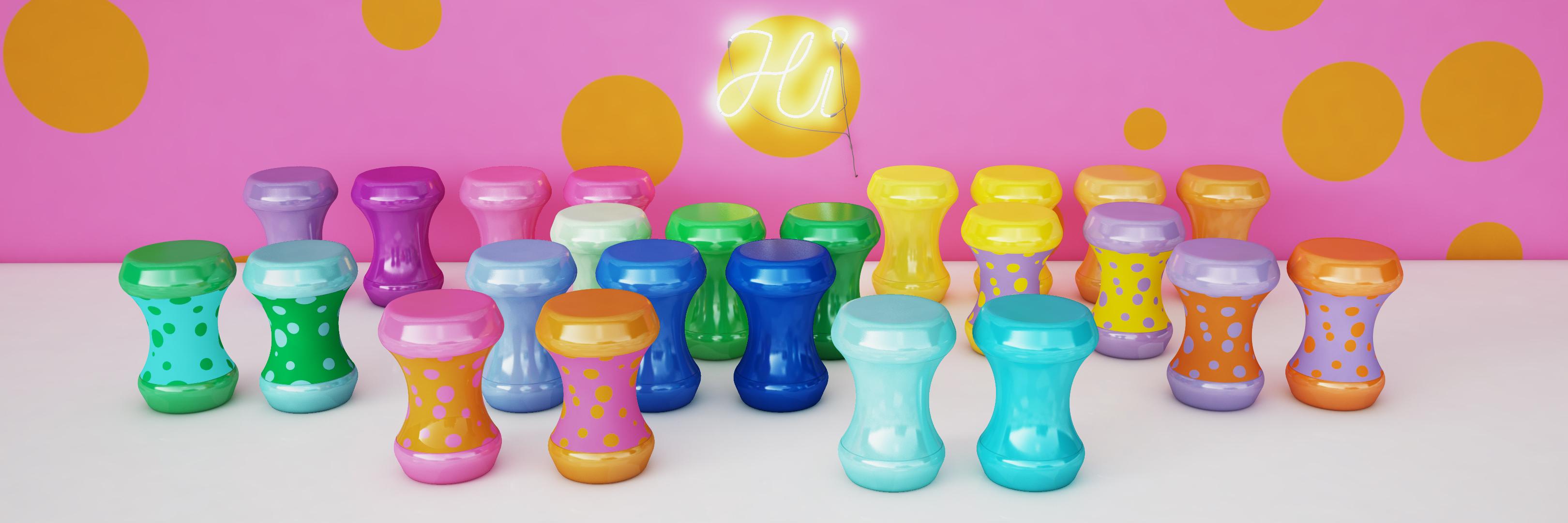 Hand-Crafted Boom Bom Table: Multicolor Pop Art-Inspired Side Table