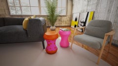 Boom Bom Table: Vibrant Pink & Orange Pop Art-Inspired Side Table