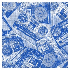 Boom Box, China Blue Colorway, on Smooth Wallpaper