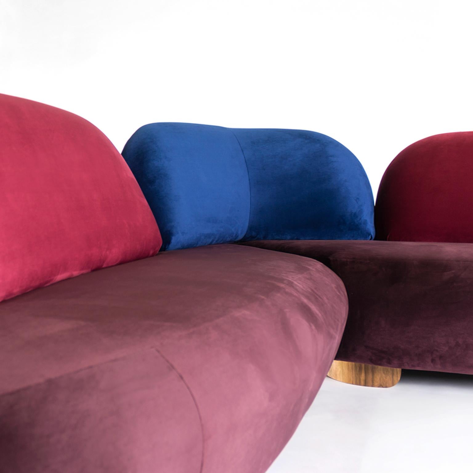 Modern Boom Sofa in Velvet Fabric by Mool For Sale