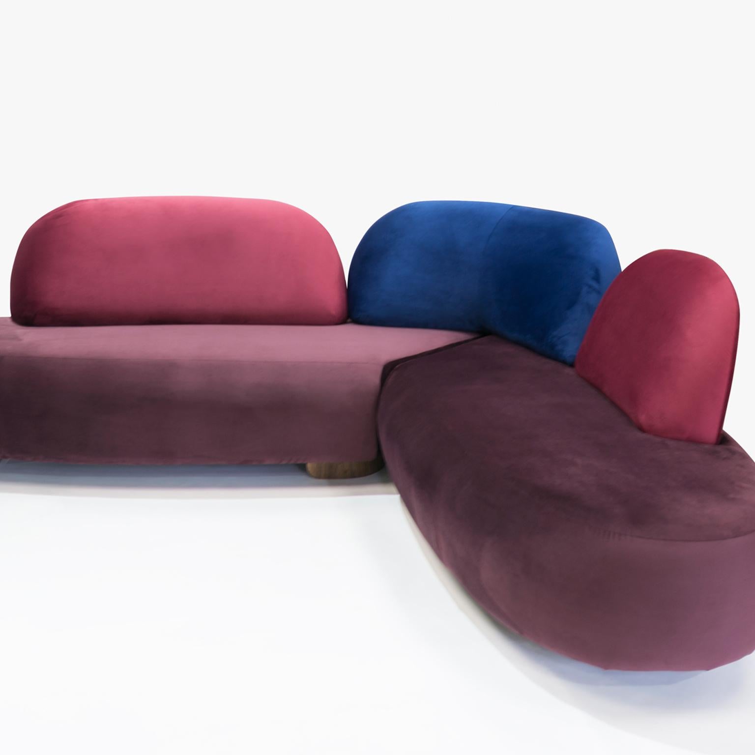 Hand-Crafted Boom Sofa in Velvet Fabric by Mool For Sale