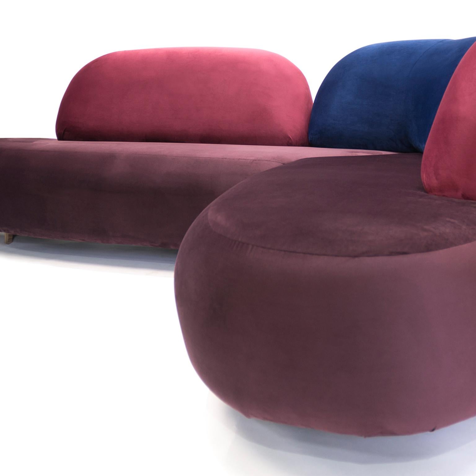 Boom Sofa in Velvet Fabric by Mool In New Condition For Sale In Mexico City, MX