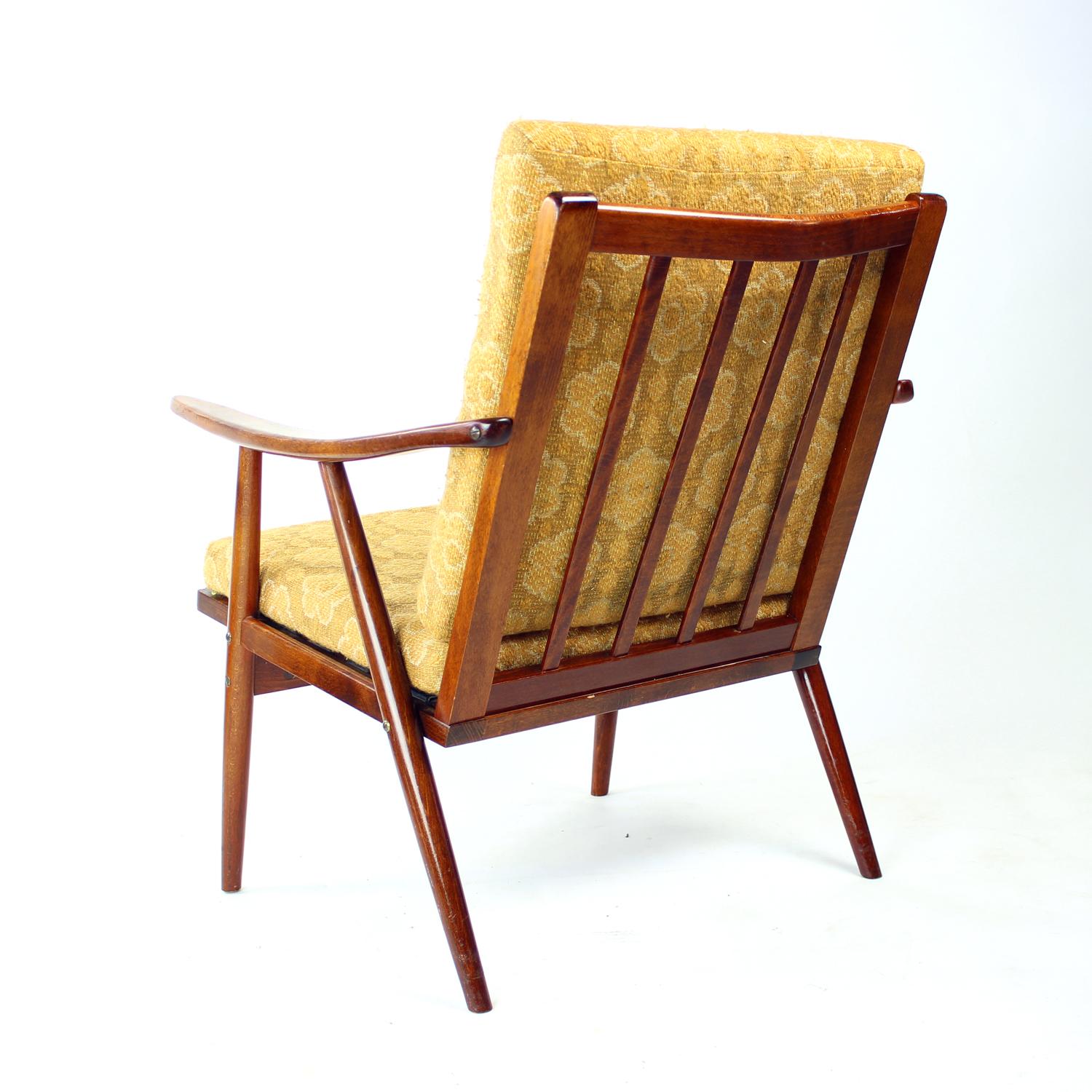 Textile Boomerang Armchair By Ton, Czechoslovakia 1960s For Sale